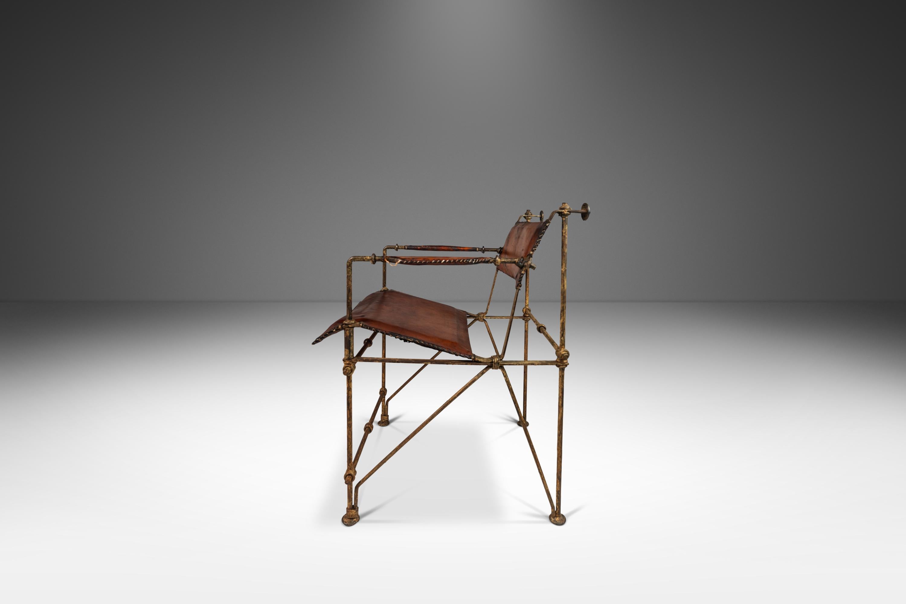 Chaise longue en fer patiné et cuir attribuée à Ilana Goor, Israël, vers 1960 en vente 3