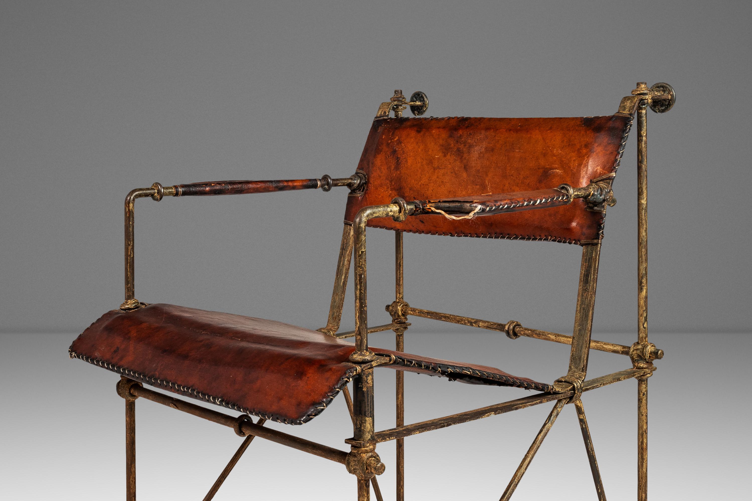 Chaise longue en fer patiné et cuir attribuée à Ilana Goor, Israël, vers 1960 en vente 7