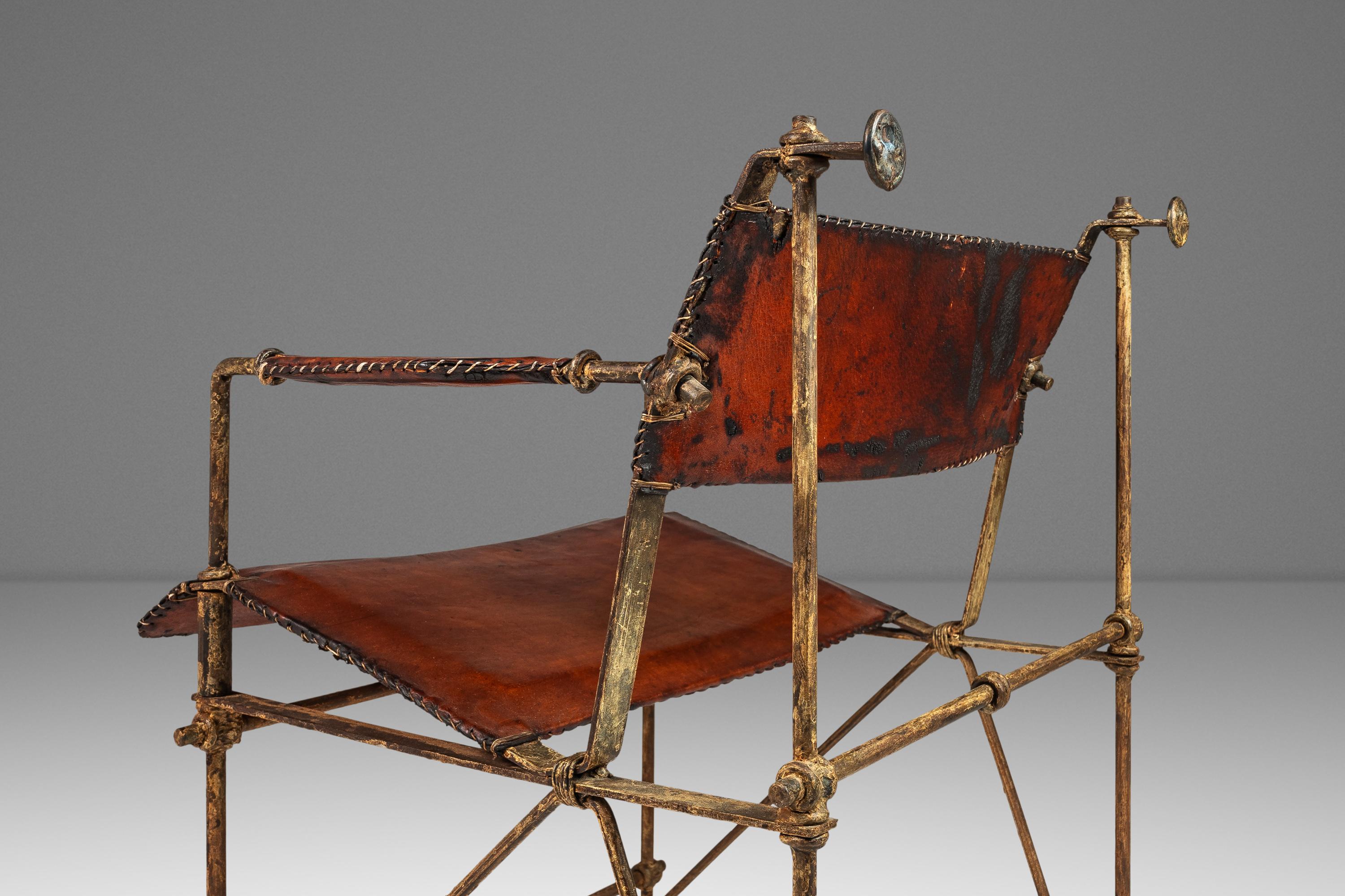 Chaise longue en fer patiné et cuir attribuée à Ilana Goor, Israël, vers 1960 en vente 8