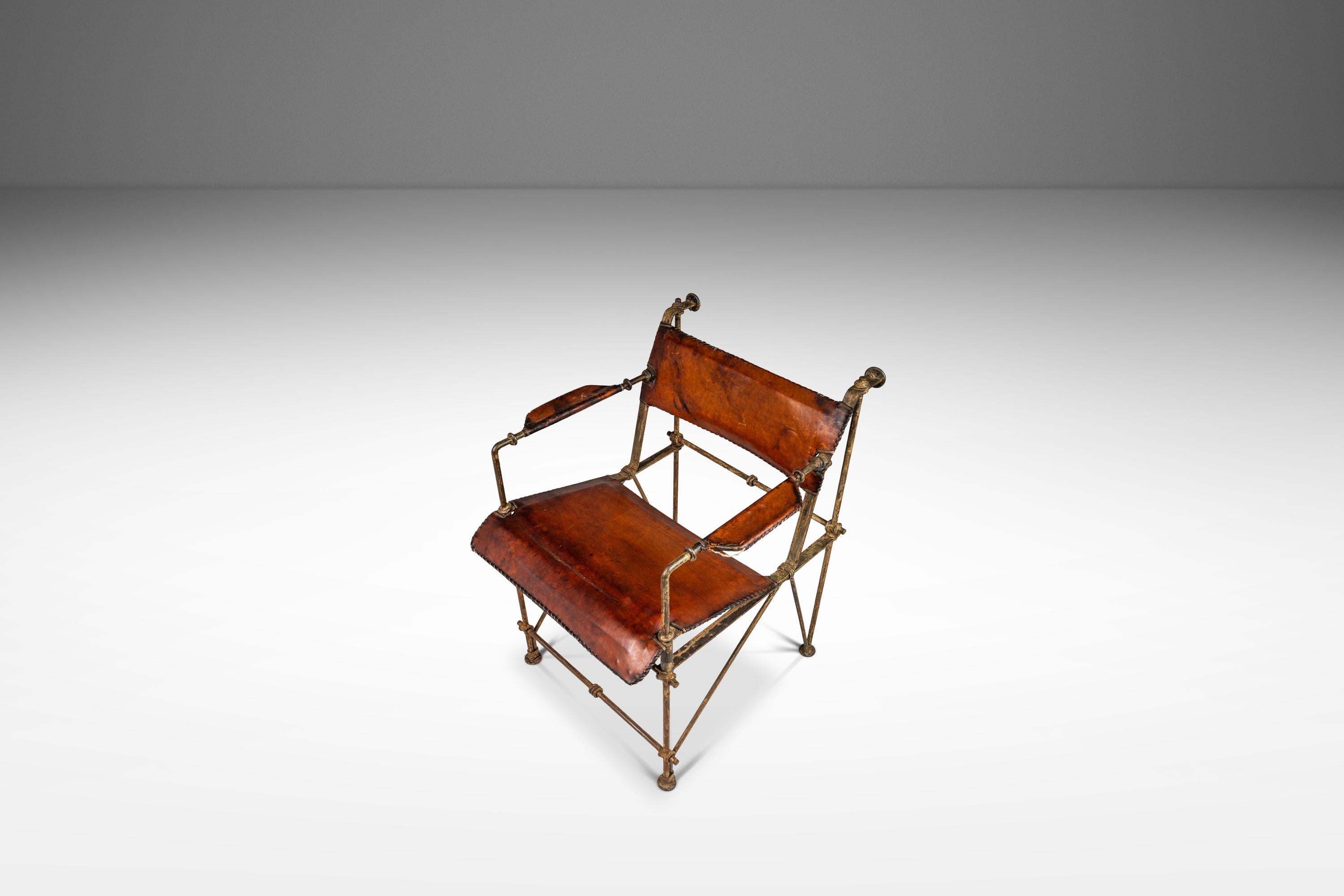 Chaise longue en fer patiné et cuir attribuée à Ilana Goor, Israël, vers 1960 en vente 1