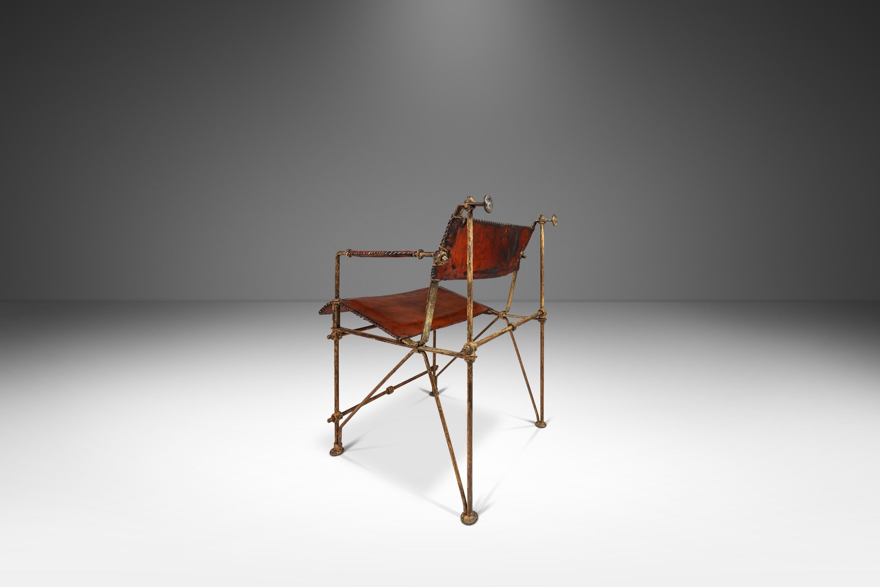 Chaise longue en fer patiné et cuir attribuée à Ilana Goor, Israël, vers 1960 en vente 2