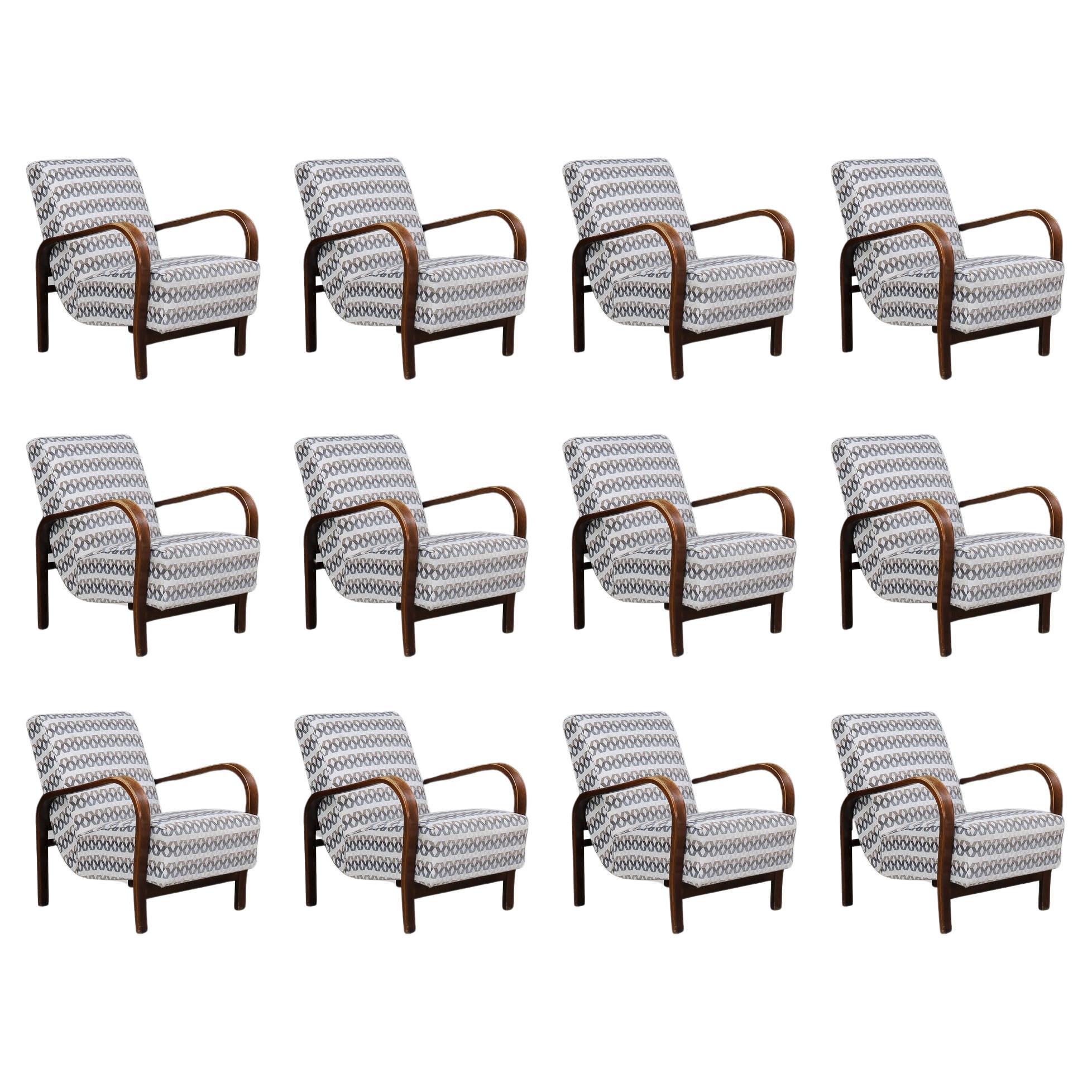 Patinated 1930s Czech Lounge Chairs by Koželka & Kropáček.