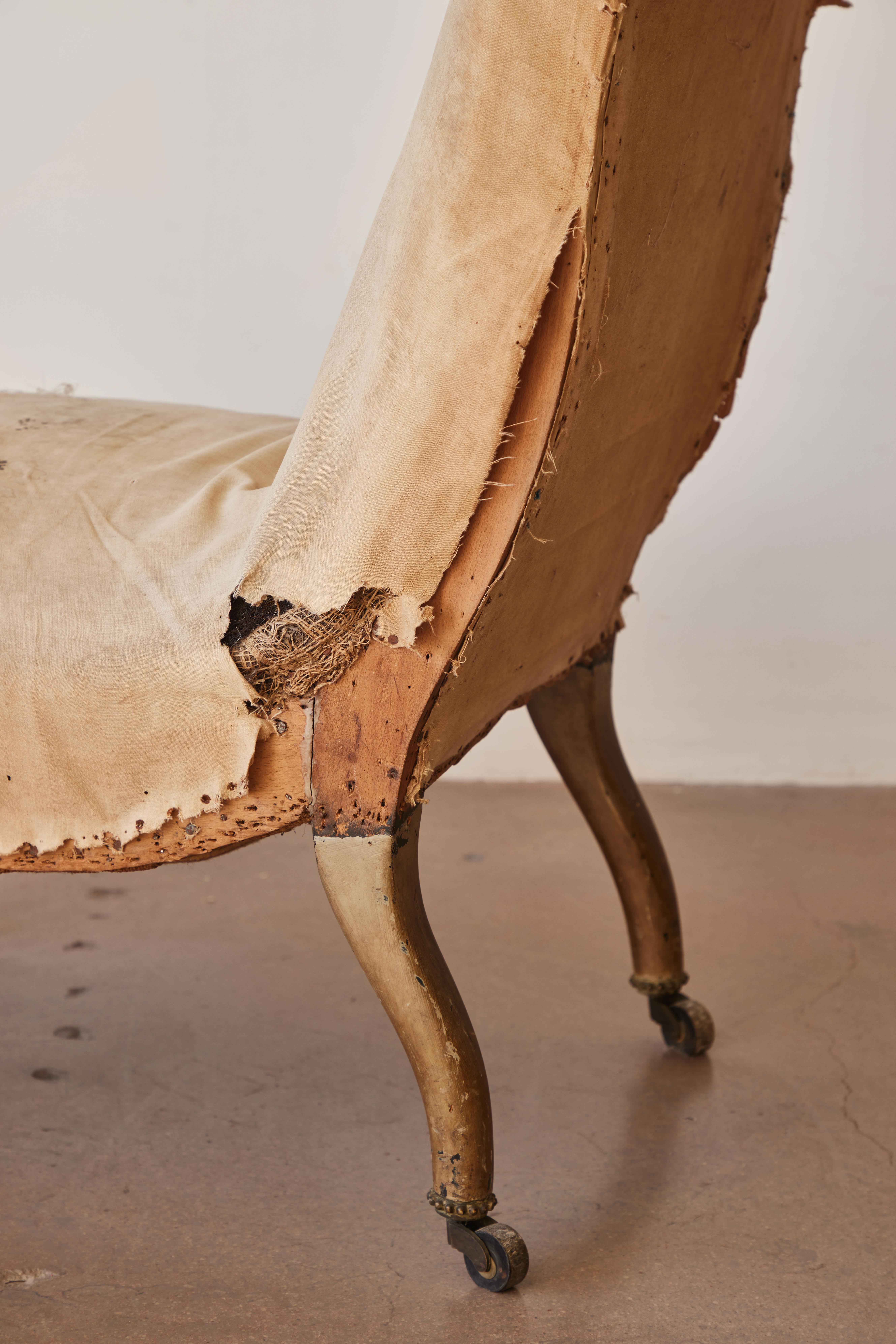 Patinated 19th Century French Slipper Chair 6