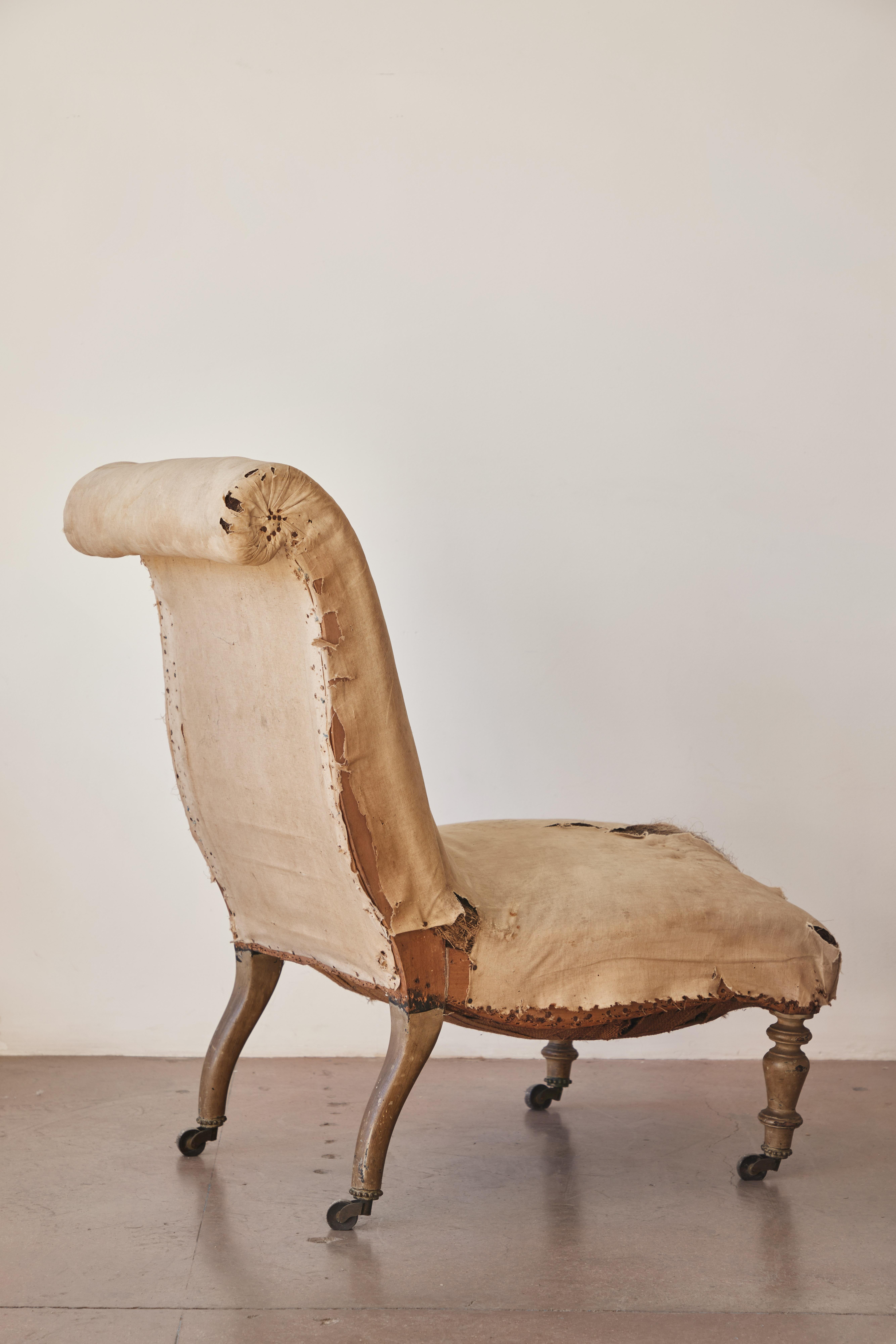 Patinated 19th Century French Slipper Chair 1