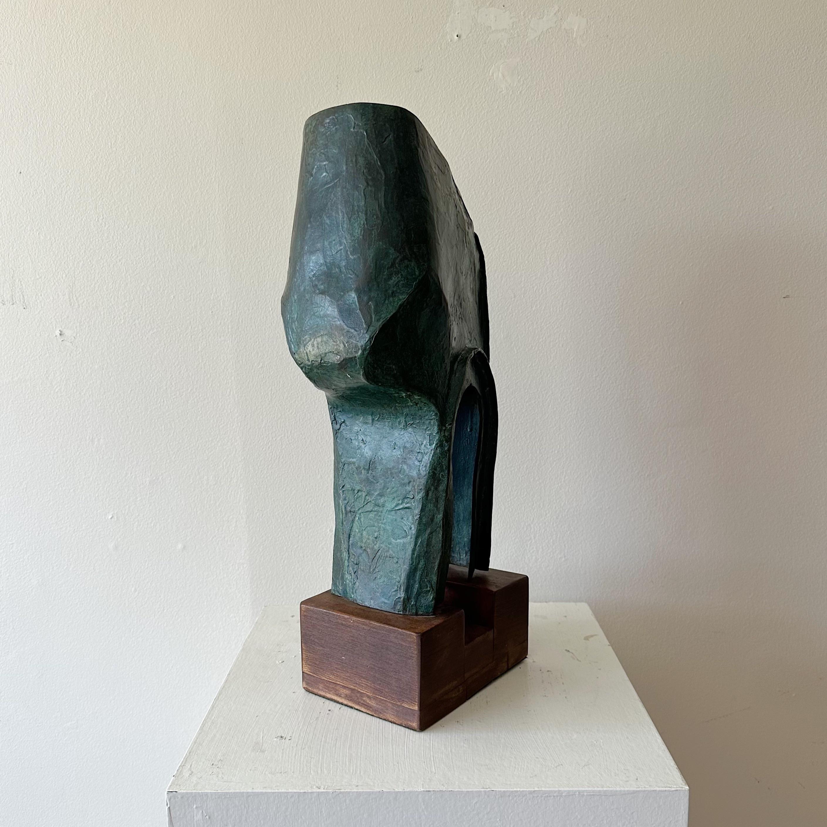 Mid-Century Modern Patinated Abstract Mid Century Bronze Sculpture Signed For Sale