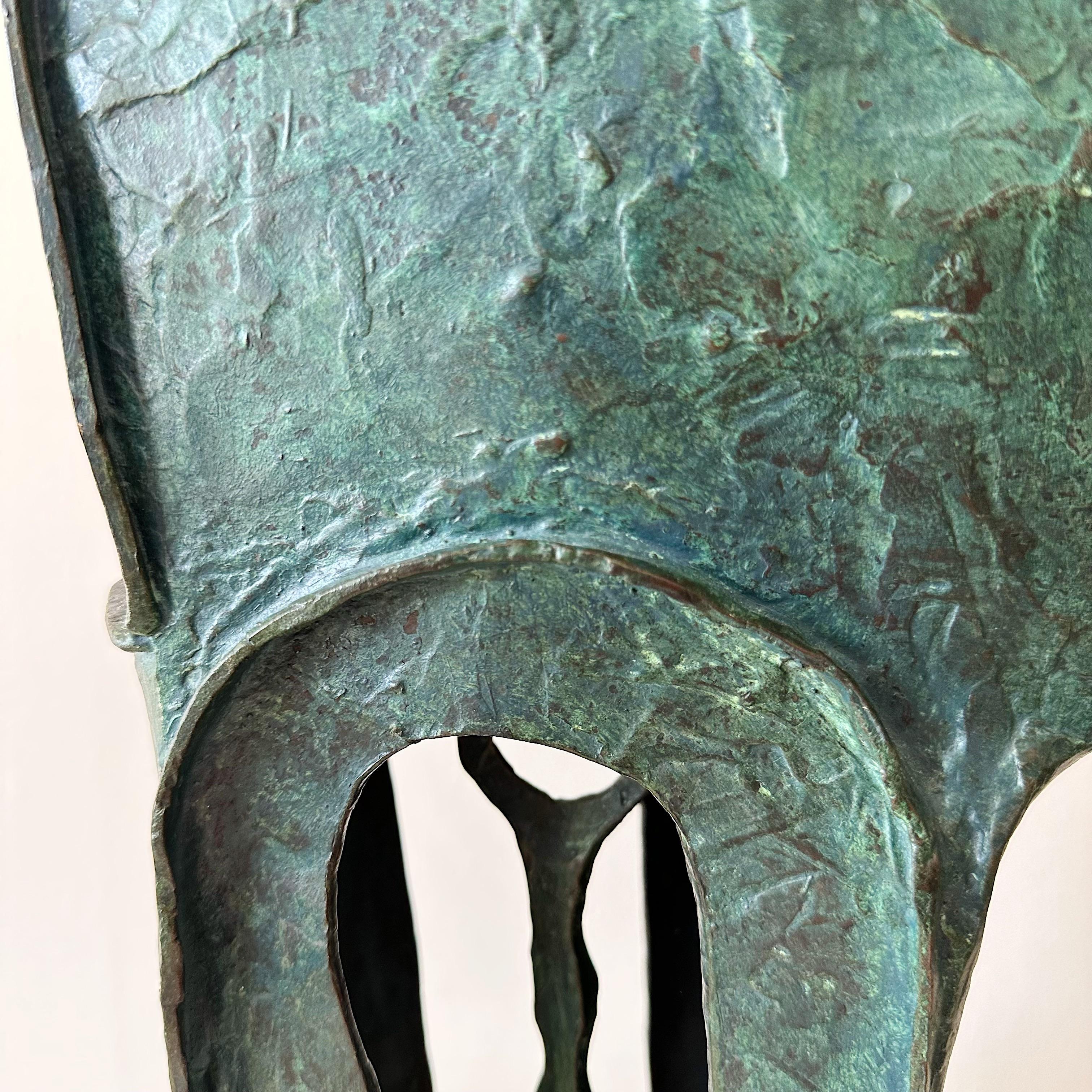 Patinated Abstract Mid Century Bronze Sculpture Signed In Good Condition For Sale In West Palm Beach, FL