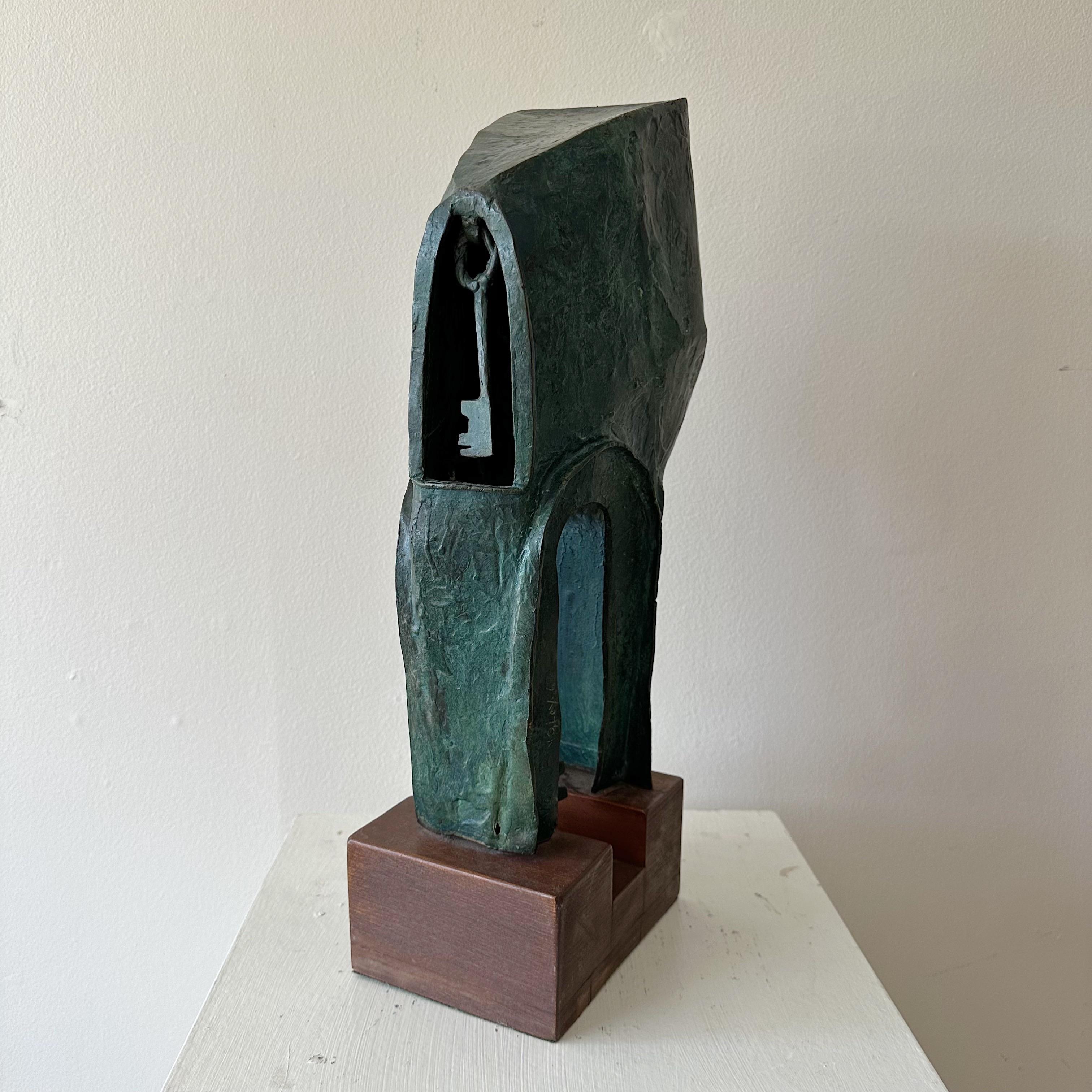 Mid-20th Century Patinated Abstract Mid Century Bronze Sculpture Signed For Sale