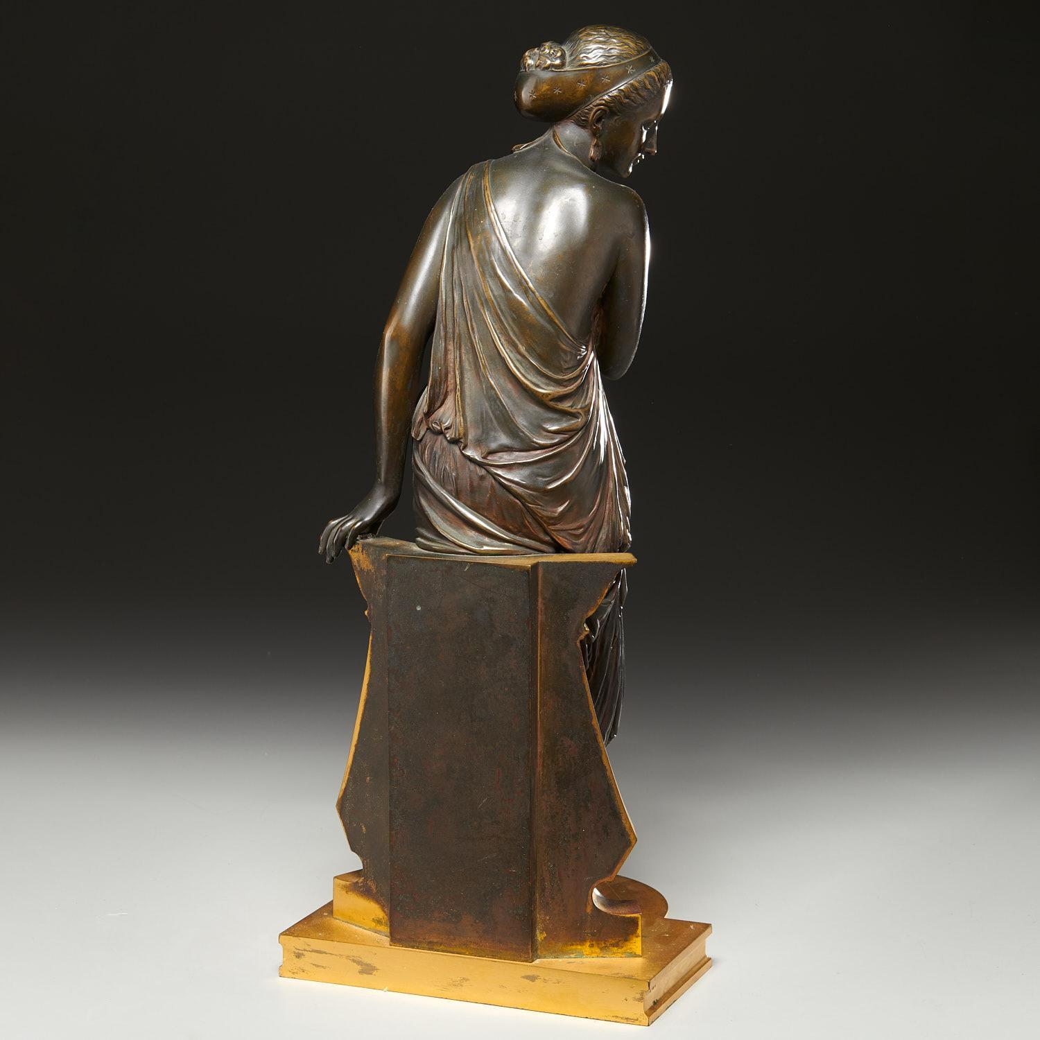 French Patinated and Gilt Bronze Sculpture of a Vestal Virgin by Auguste Peiffer For Sale