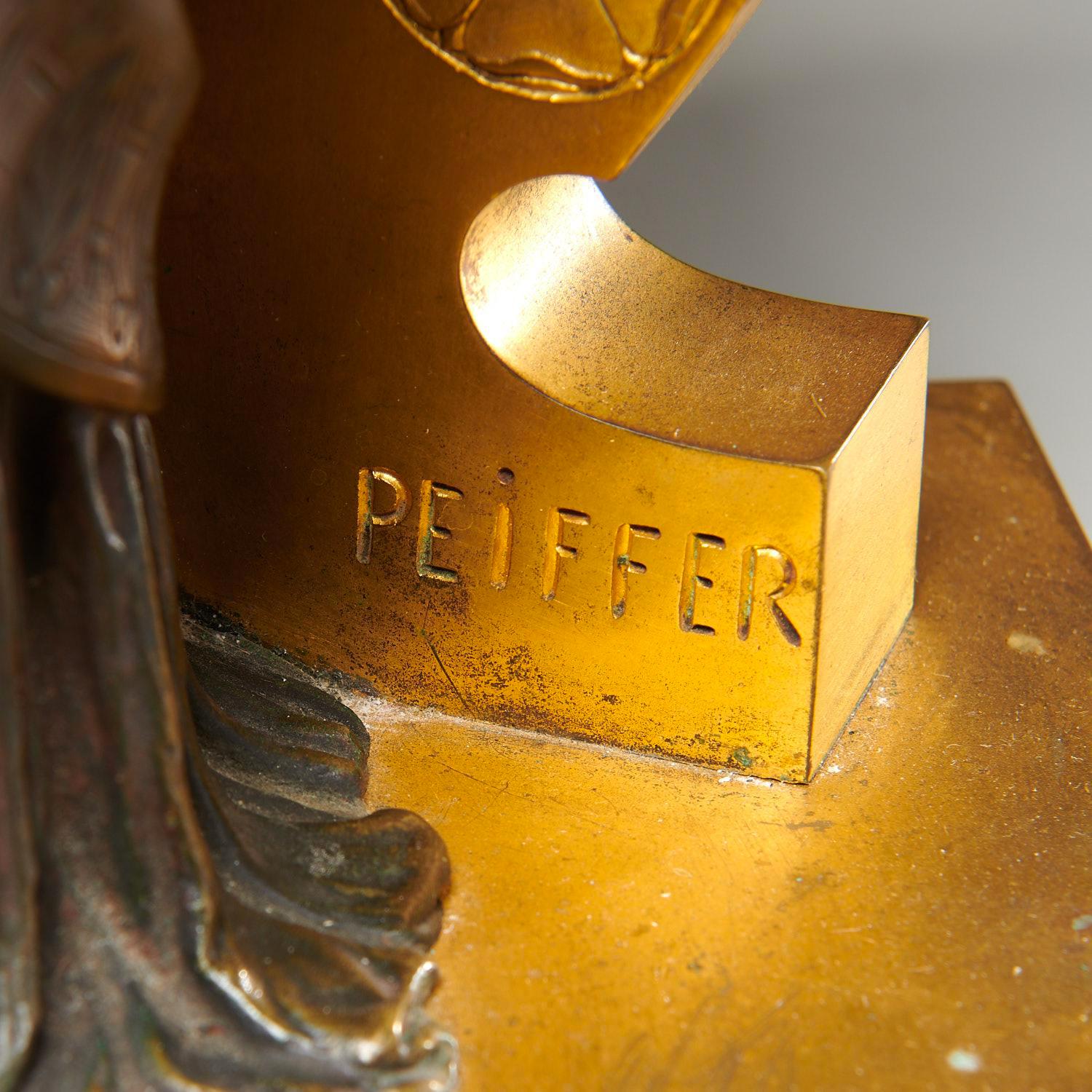 19th Century Patinated and Gilt Bronze Sculpture of a Vestal Virgin by Auguste Peiffer For Sale