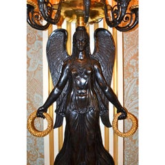 Patinated and Gilt Bronze Victory Sconces