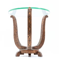 Patinated and Hammered Copper French Art Deco Gueridon Table, 1930s