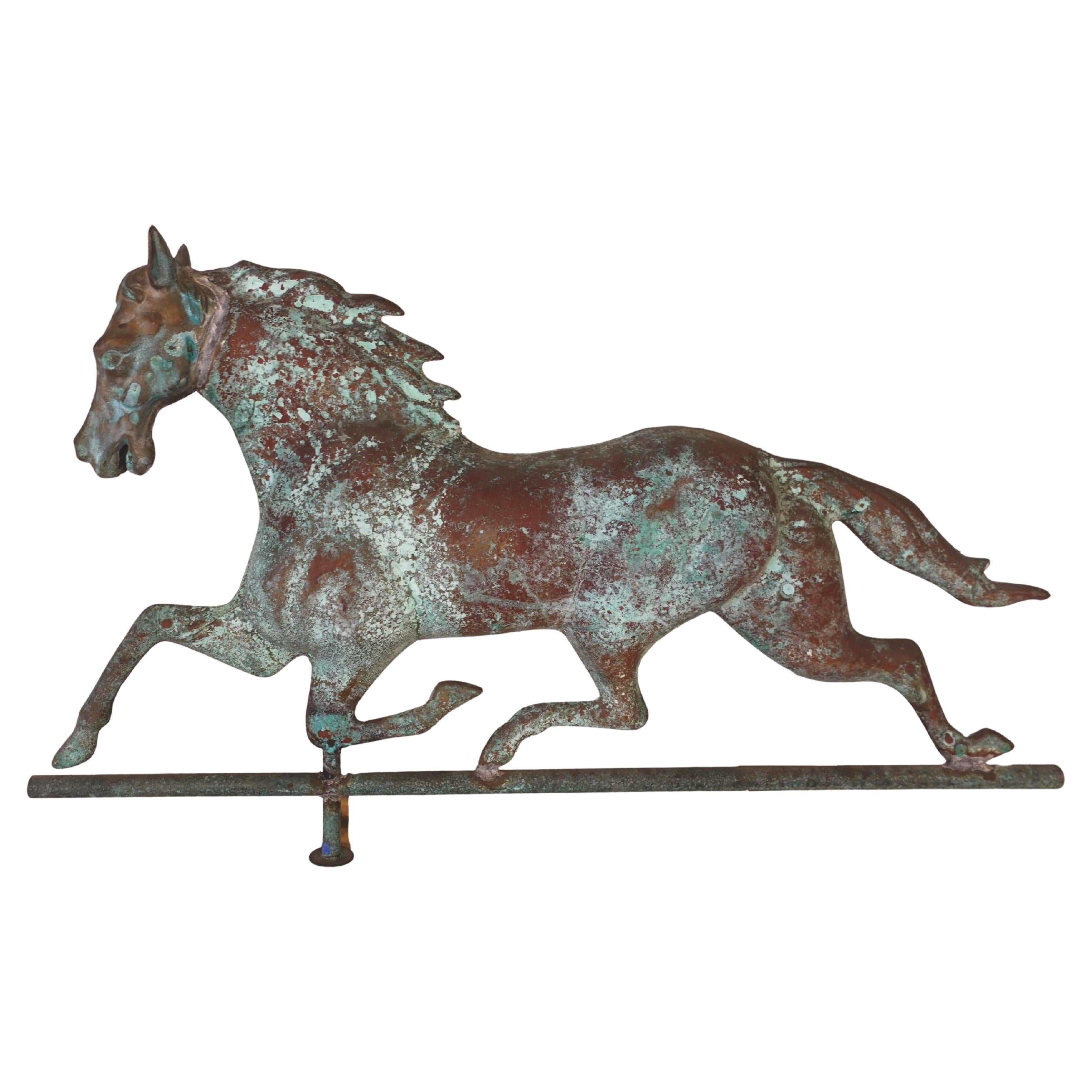 Patinated and Oxidized Equestrian Dexter Antique Copper and Zinc Weather Vane For Sale