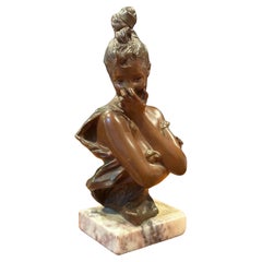 Bronze Art nouveau patiné «hy Girl » de Georges Van der Straeten