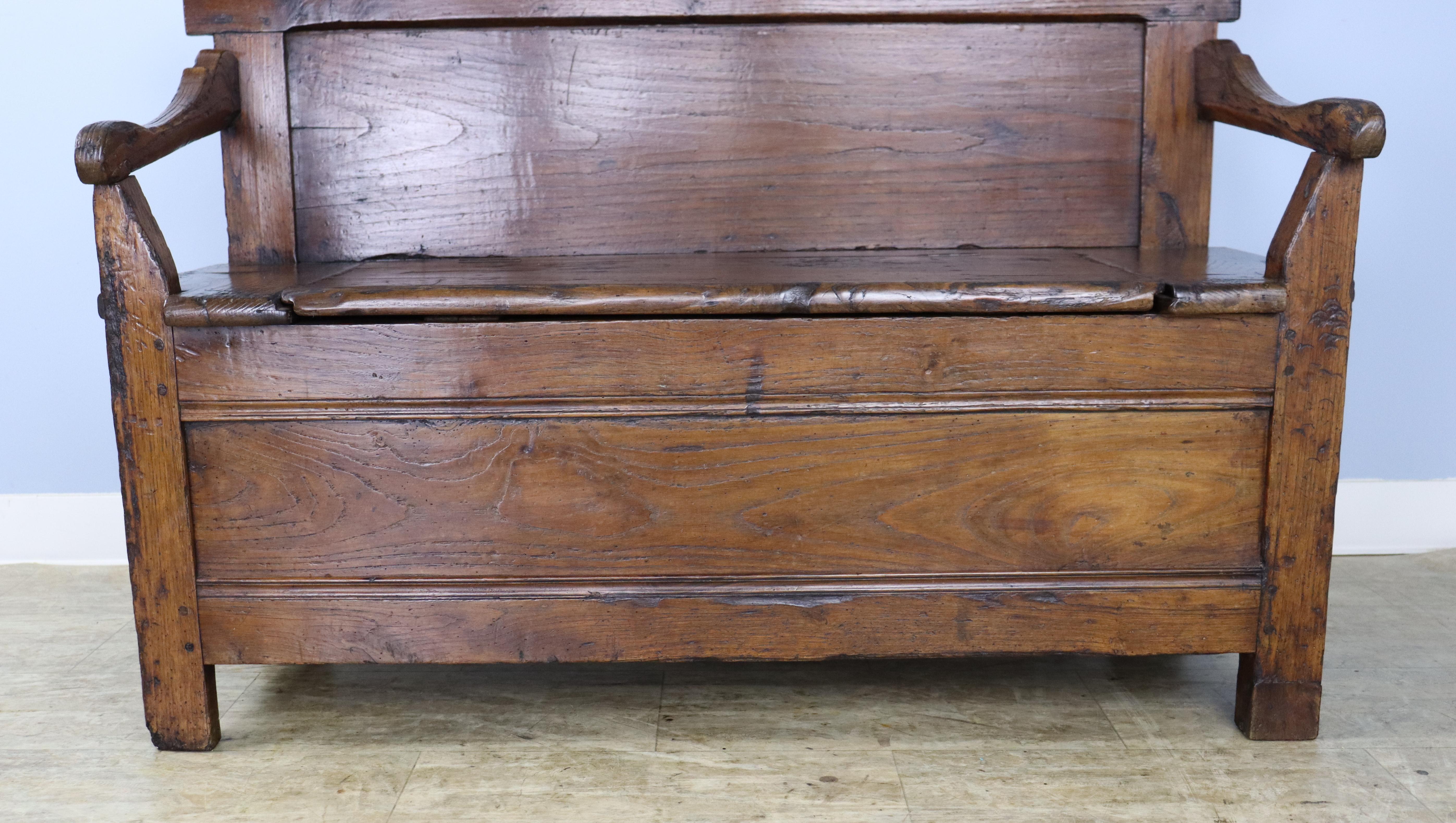 Patinated Antique Chestnut Bench For Sale 5