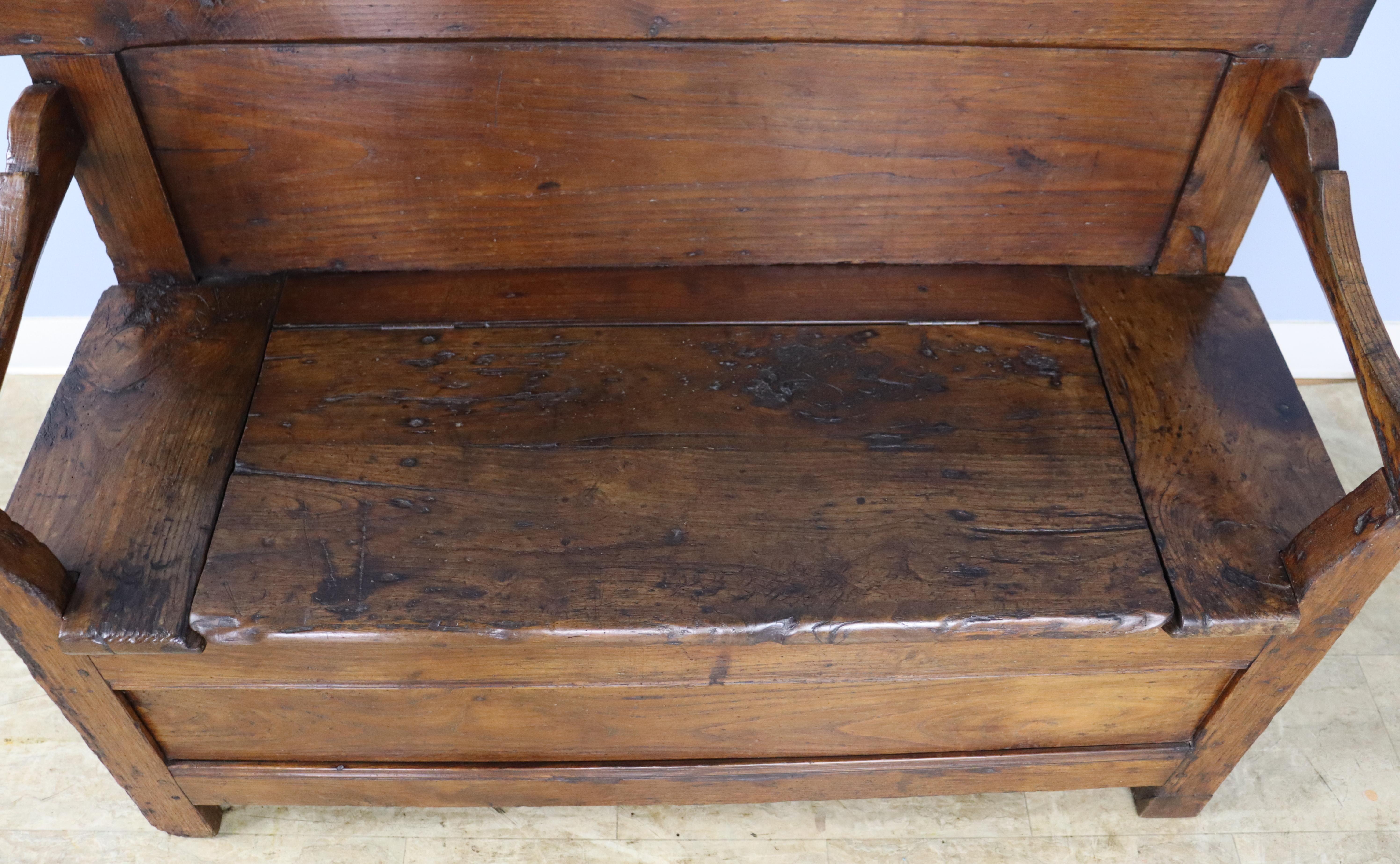 19th Century Patinated Antique Chestnut Bench For Sale