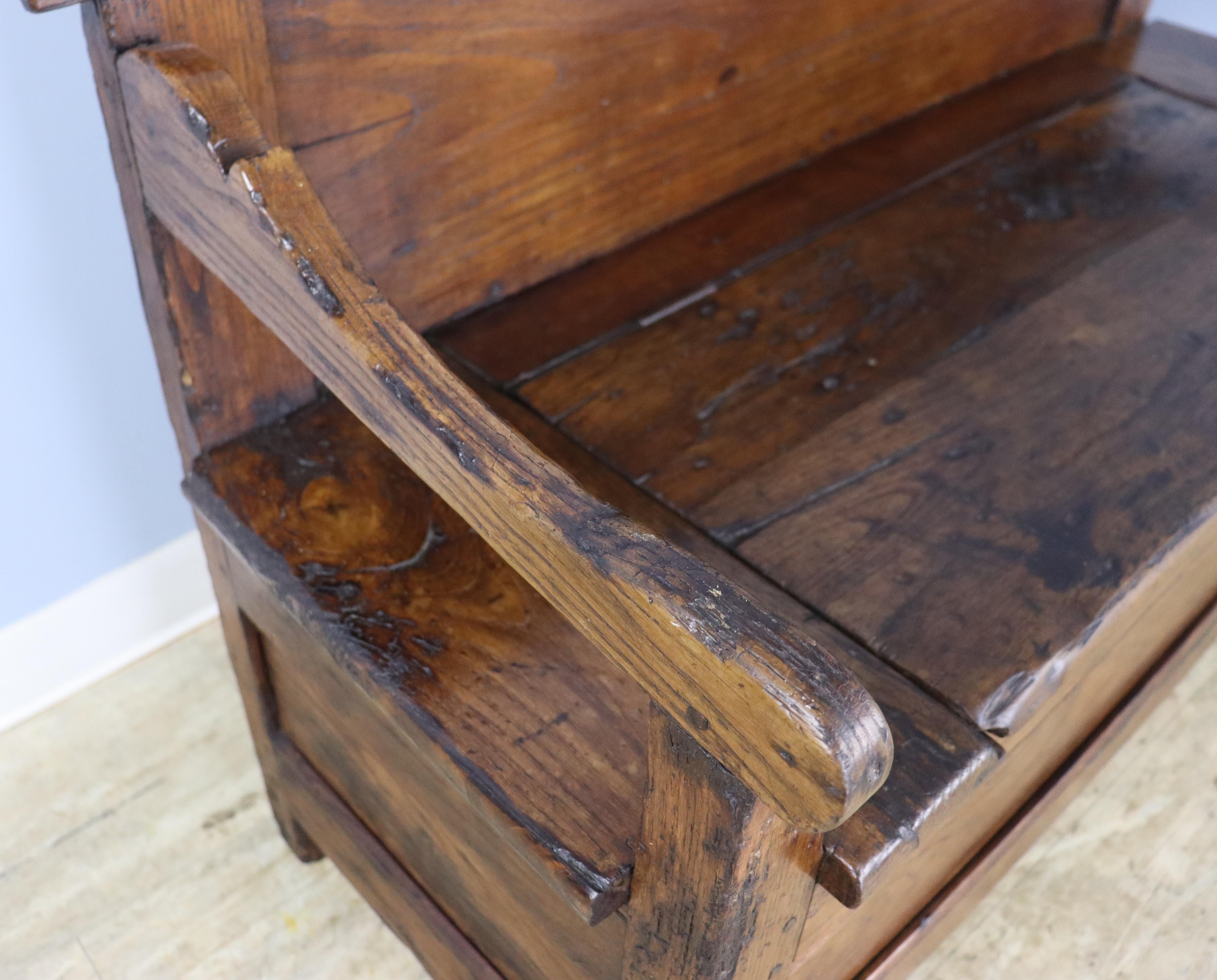 Patinated Antique Chestnut Bench For Sale 2