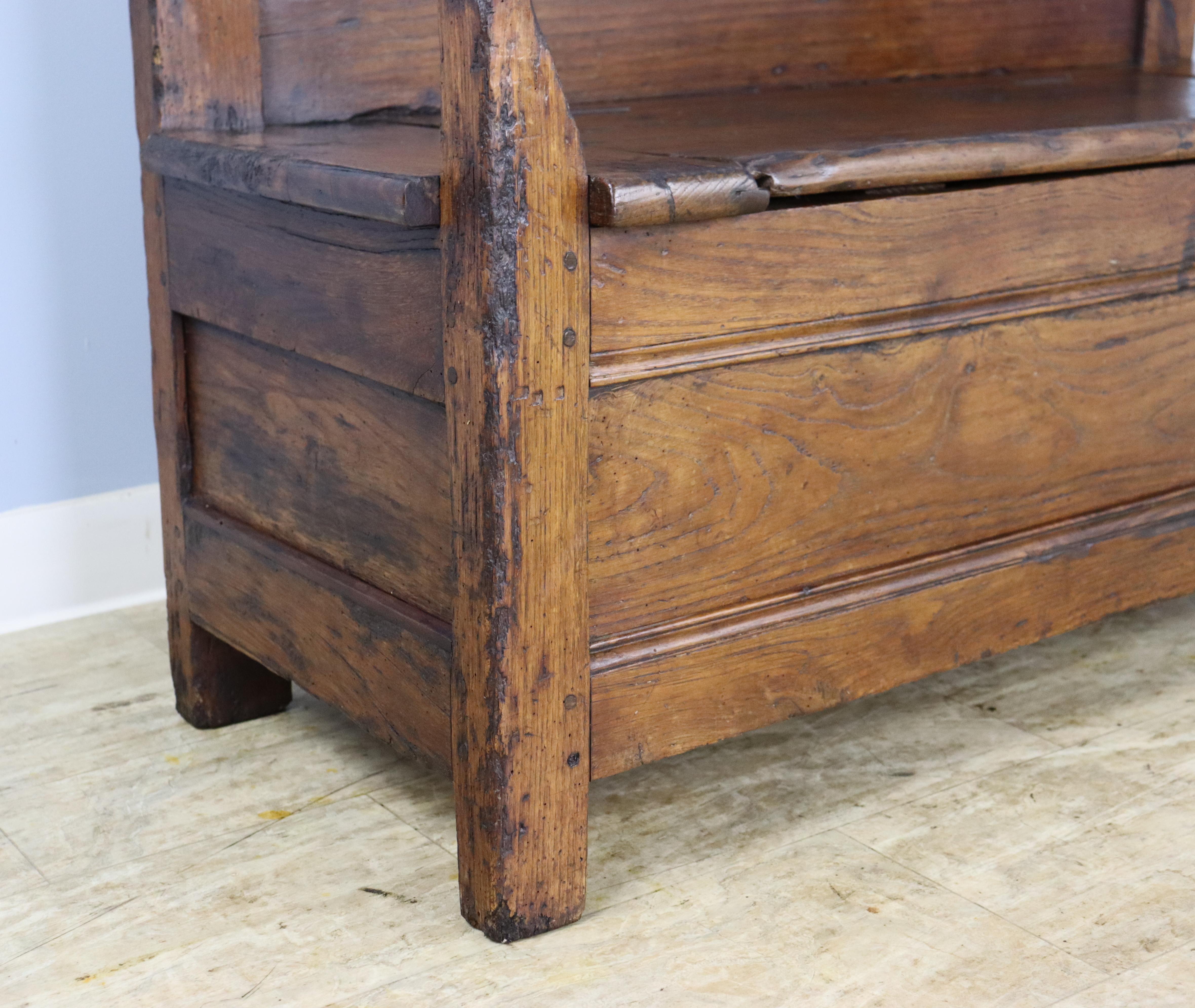Patinated Antique Chestnut Bench For Sale 4