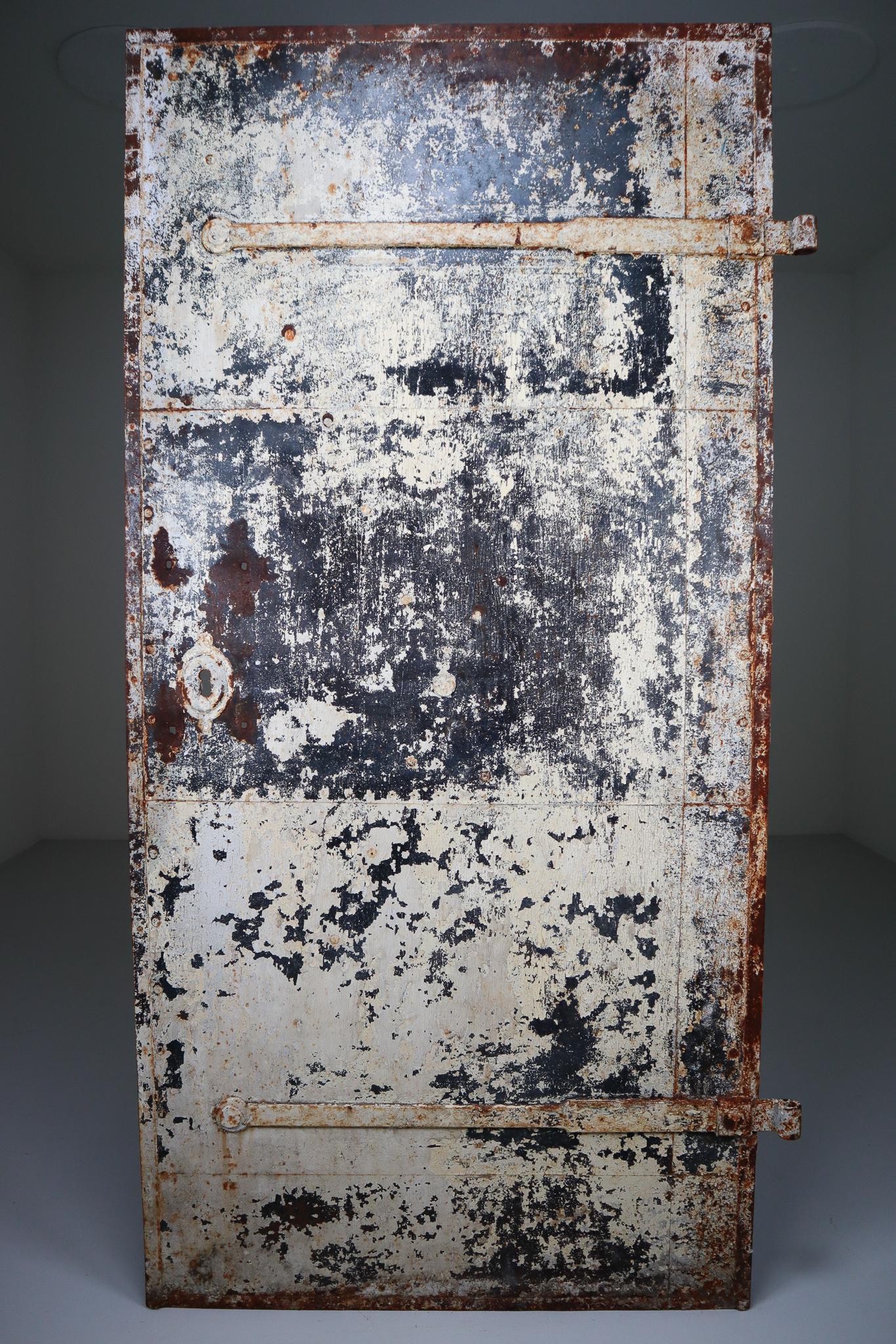 Patinated Antique Industrial Iron Door, France, 19th Century 1