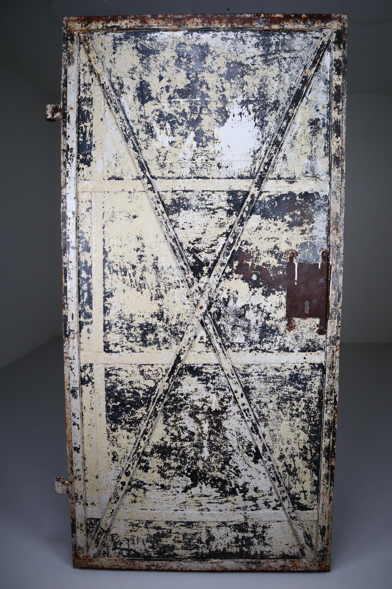 Patinated Antique Industrial Iron Door, France, 19th Century 2