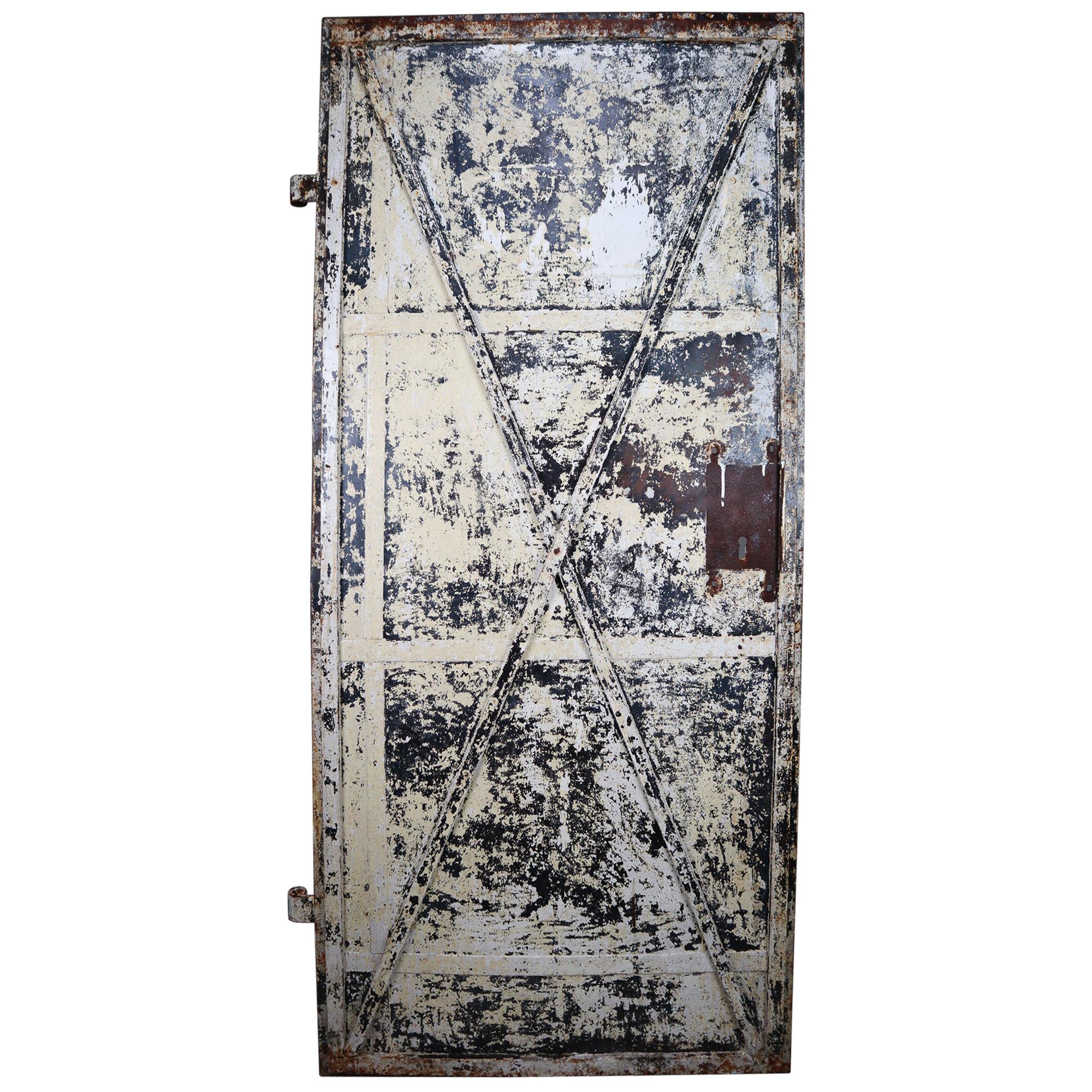 Patinated Antique Industrial Iron Door, France, 19th Century