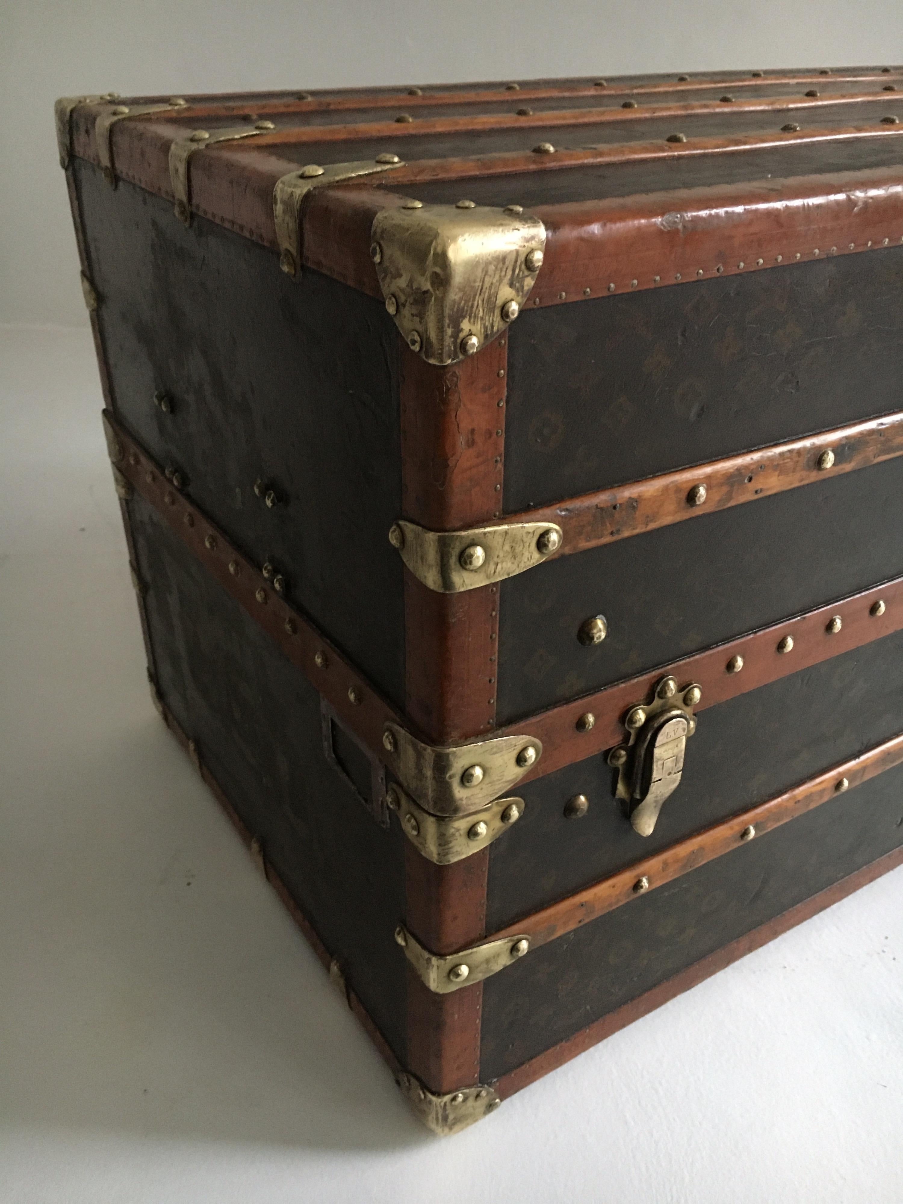 French Patinated Antique Louis Vuitton Double Wardrobe Trunk, France, 1920 For Sale