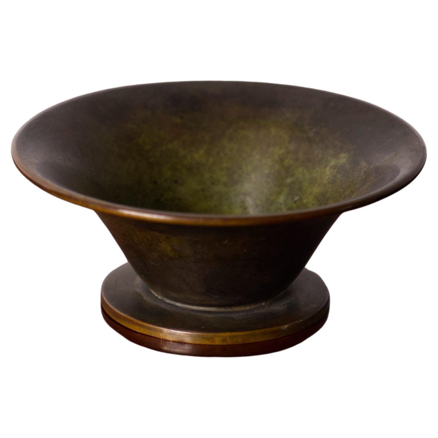 Patinated Art Deco Bronze Bowl by Ildfast bronze, 1930s