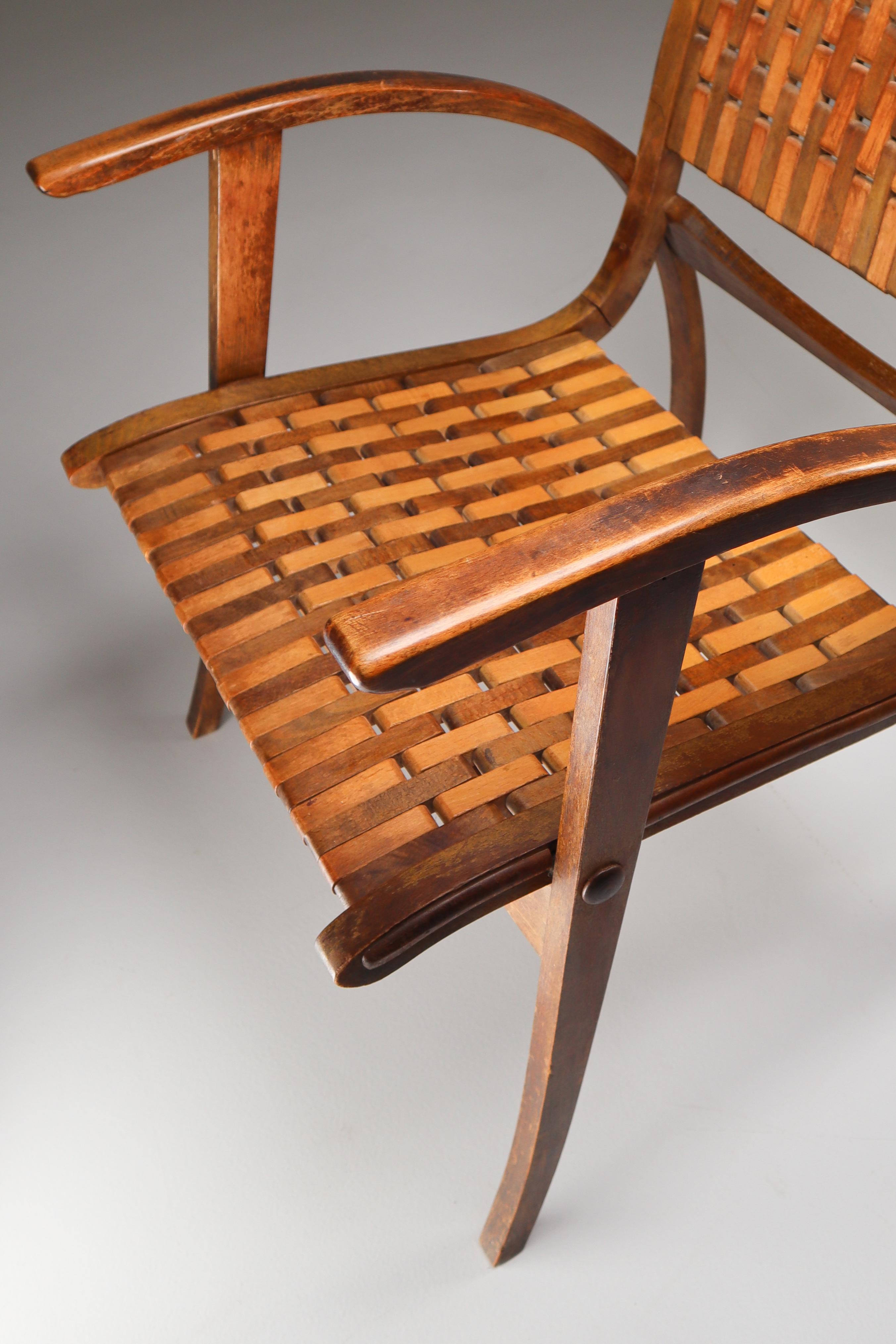 German Patinated Bauhaus Lounge Chair by Erich Dieckmann for Gelanka Tyskland, 1930s