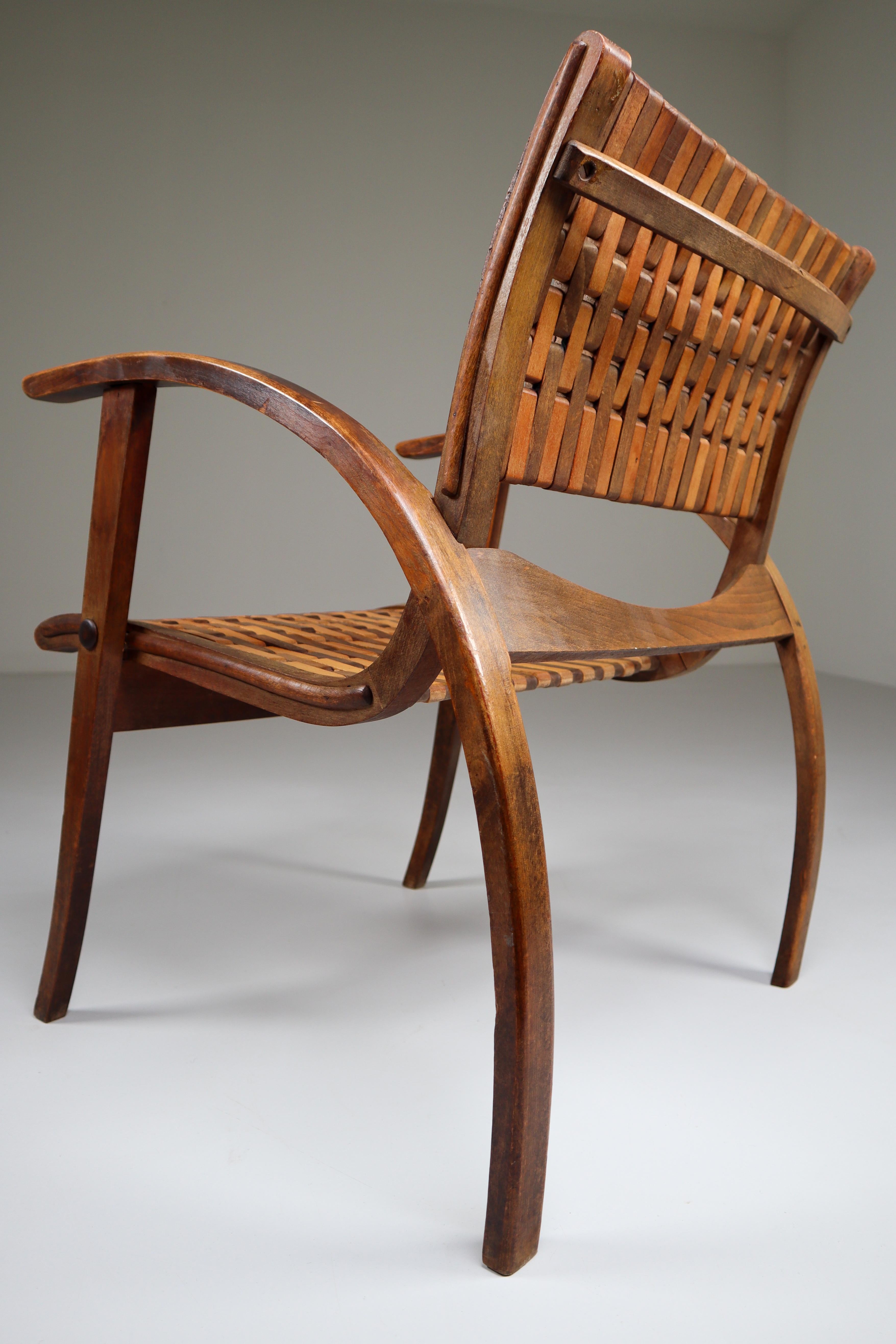 Bentwood Patinated Bauhaus Lounge Chair by Erich Dieckmann for Gelanka Tyskland, 1930s