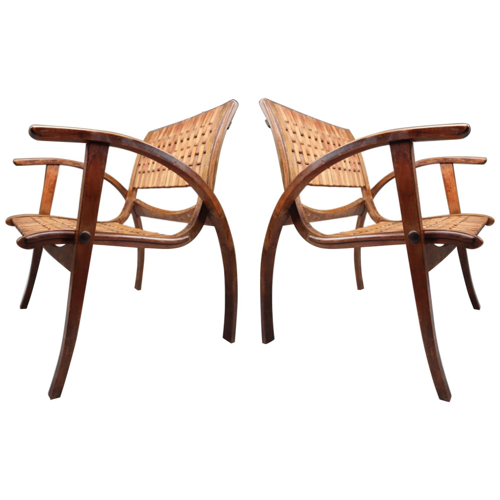 Patinated Bauhaus Lounge Chairs by Erich Dieckmann for Gelanka Tyskland, 1930s