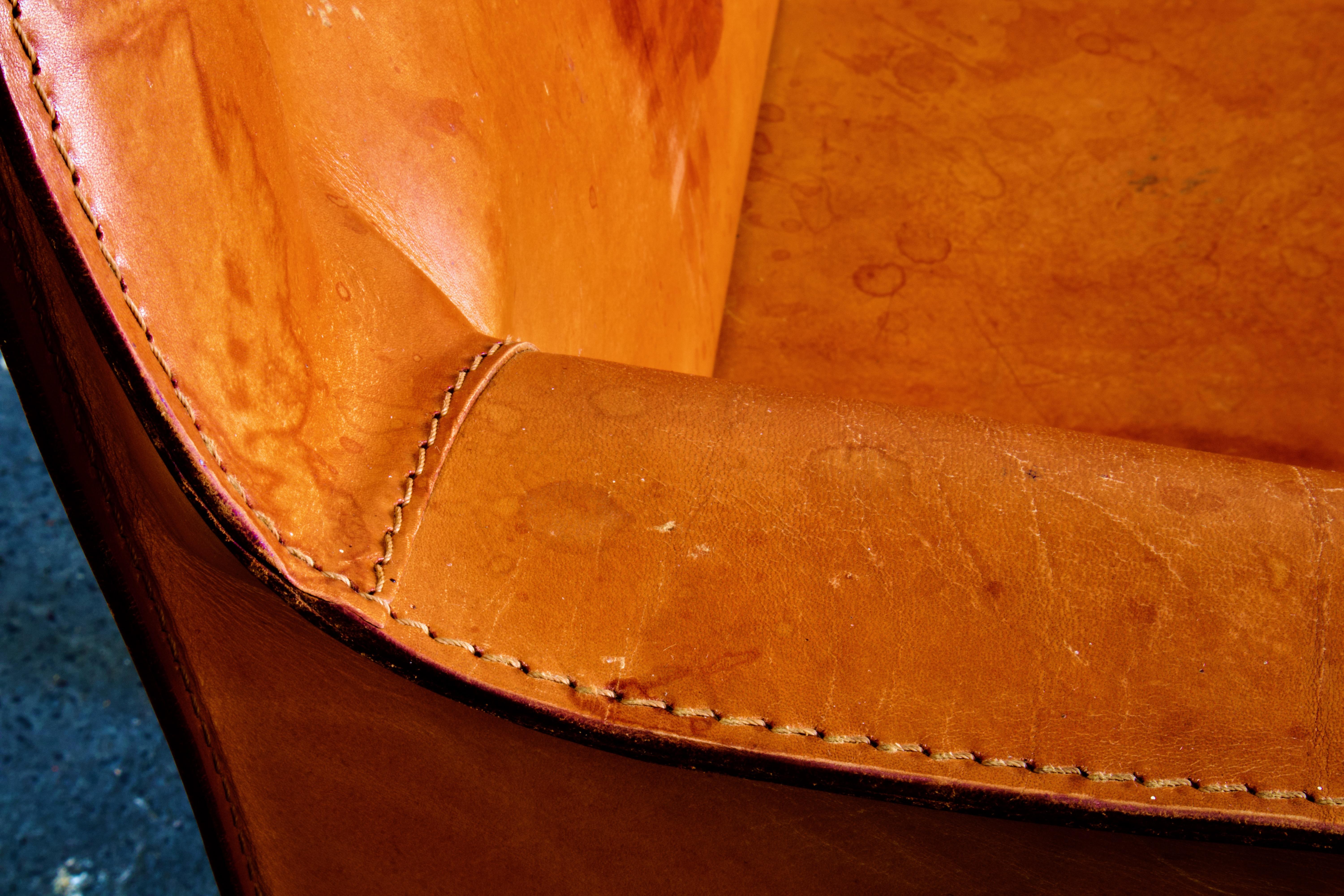 Patinated Bellini CAB 413 Armchair in Vintage Cognac Saddle Leather for Cassina 5