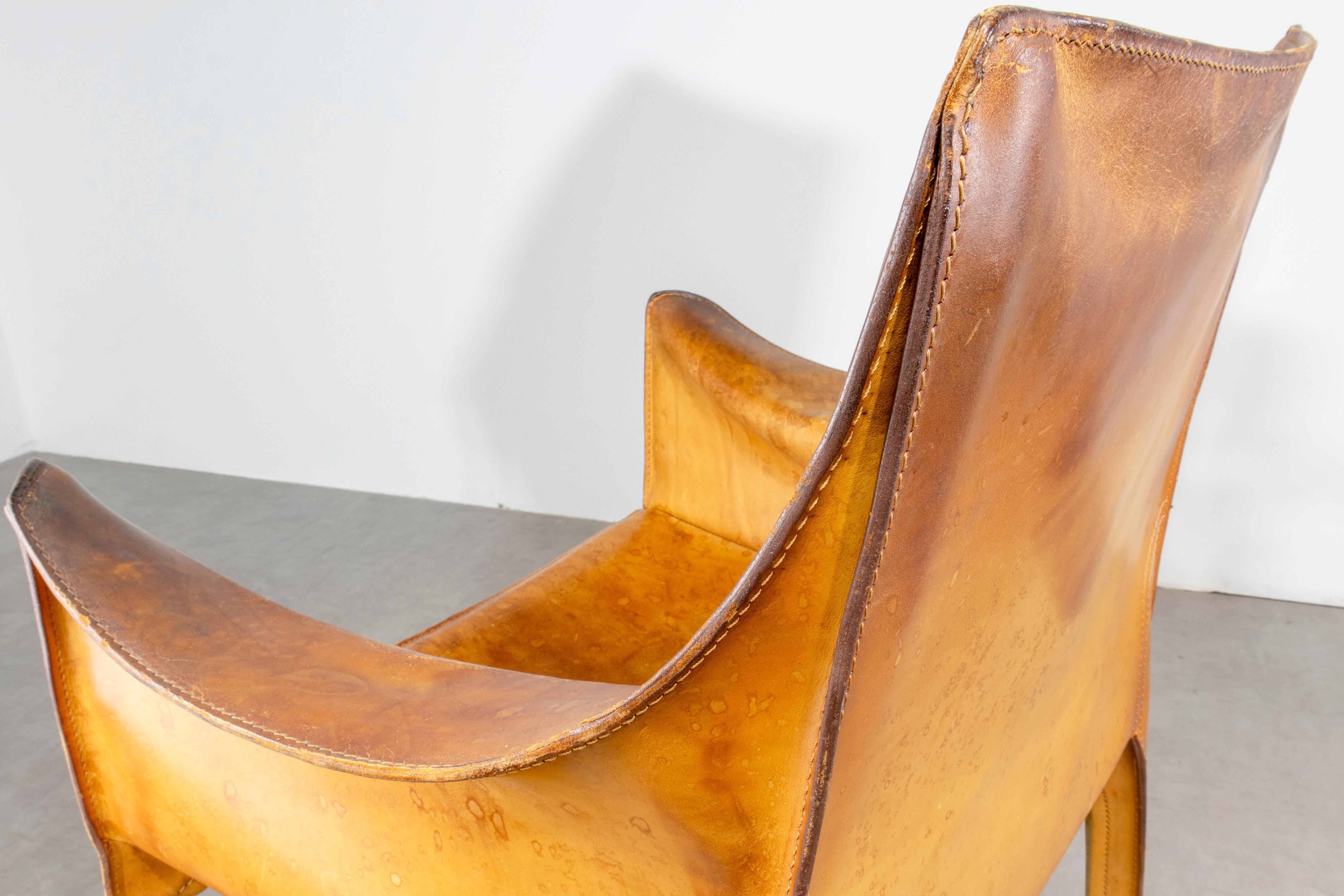Fauteuil Bellini CAB 413 en cuir de selle cognac patiné pour Cassina en vente 6
