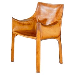 Patinated Bellini CAB 413 Armchair in Vintage Cognac Saddle Leather for Cassina