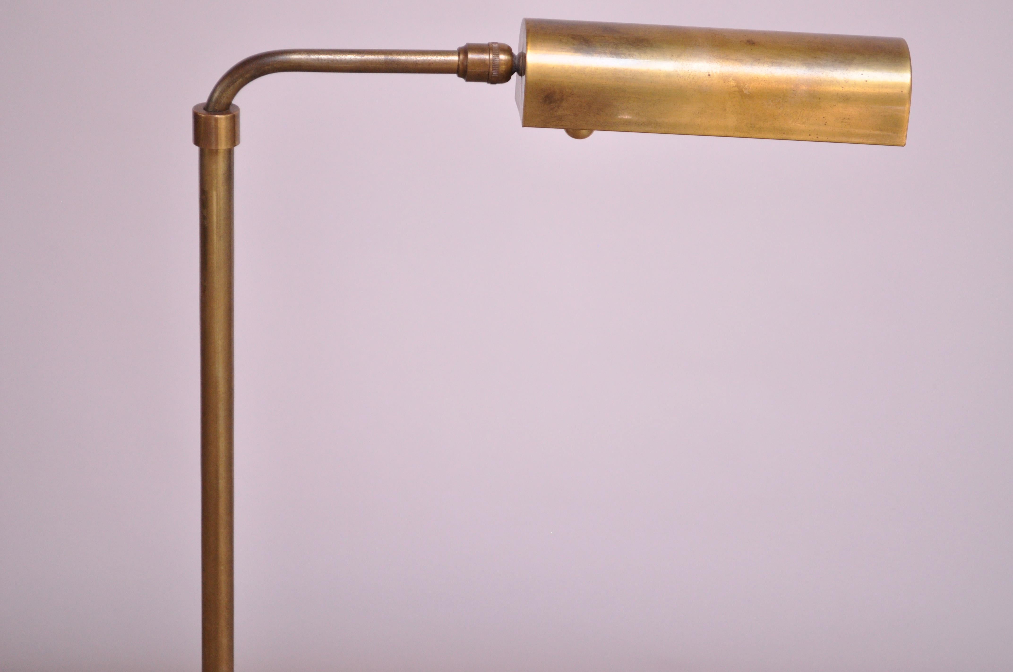 Patinated Brass Adjustable Floor Lamp by Chapman In Good Condition In Brooklyn, NY