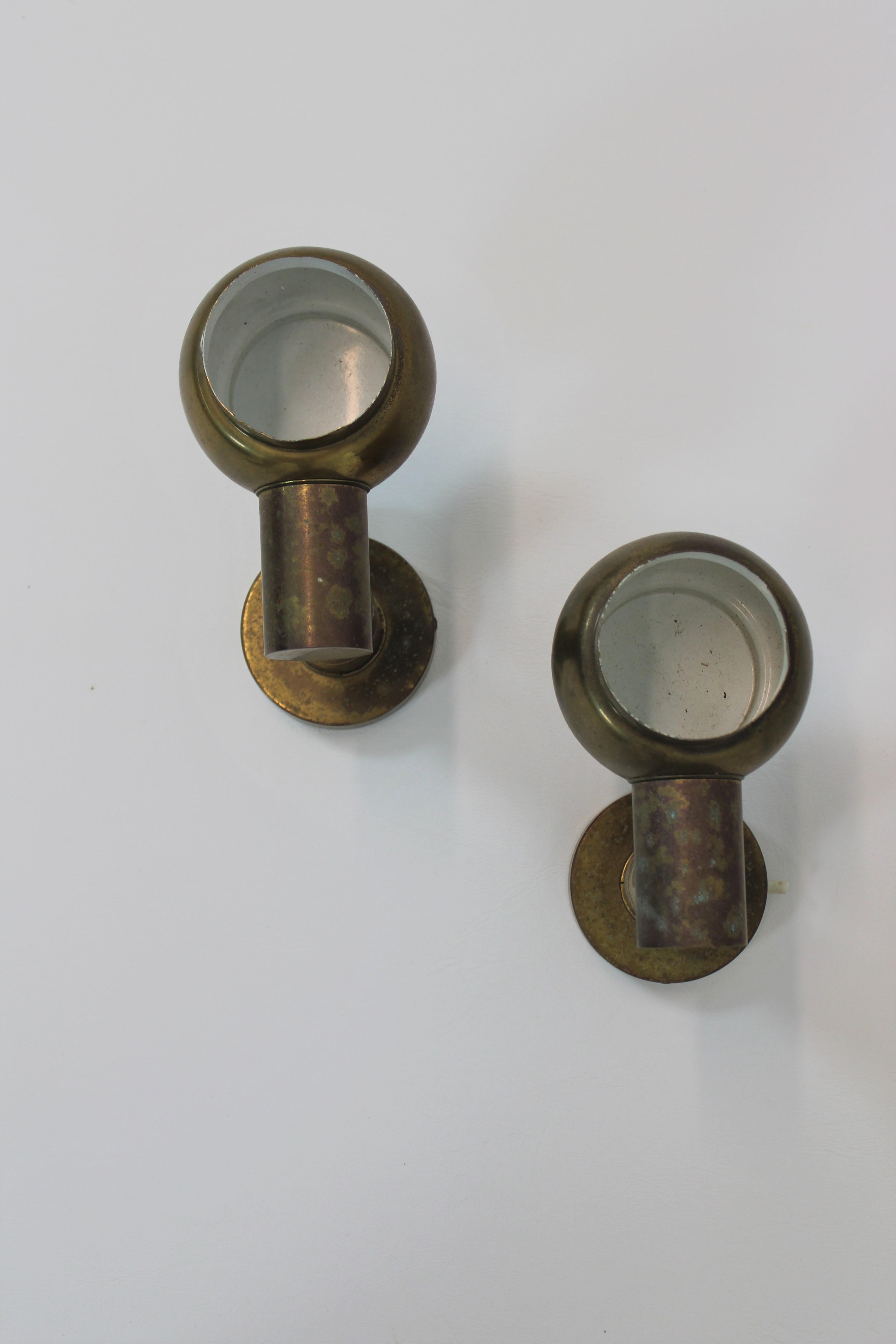 Patinated Brass Adjustable Tube Sconces, France, 1960s 2