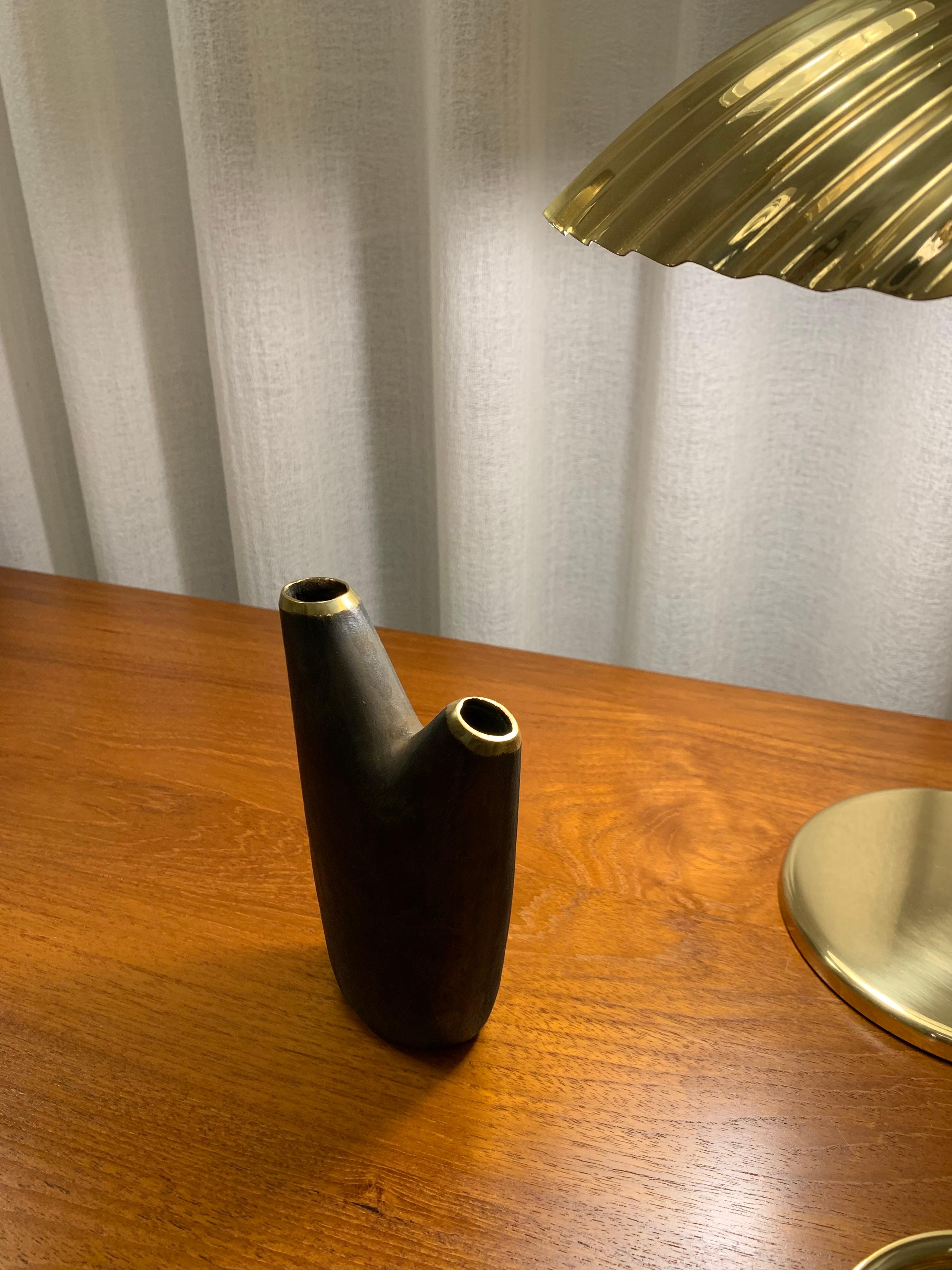 Mid-Century Modern Patinated Brass Aorta Vase by Carl Auböck For Sale