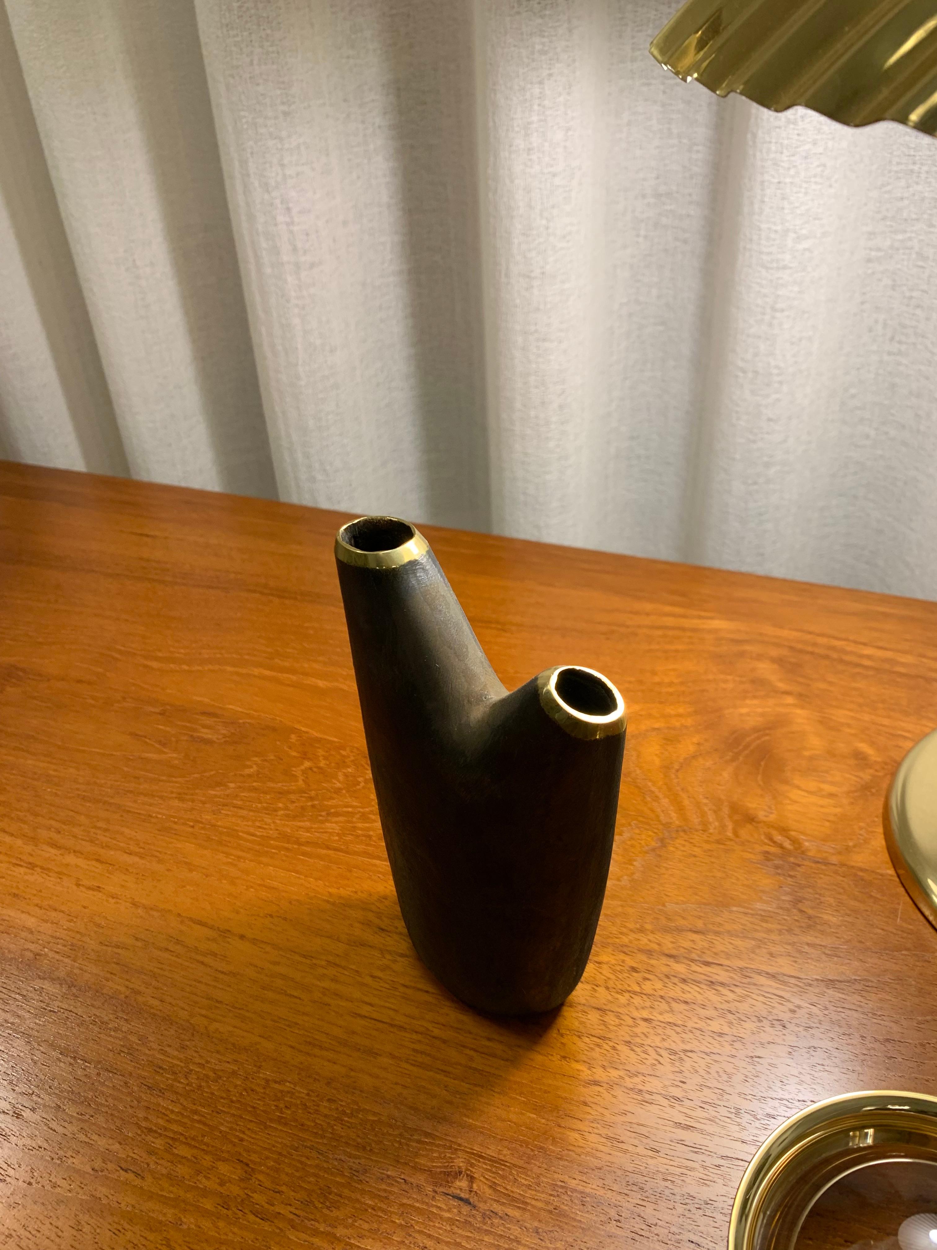 Austrian Patinated Brass Aorta Vase by Carl Auböck For Sale