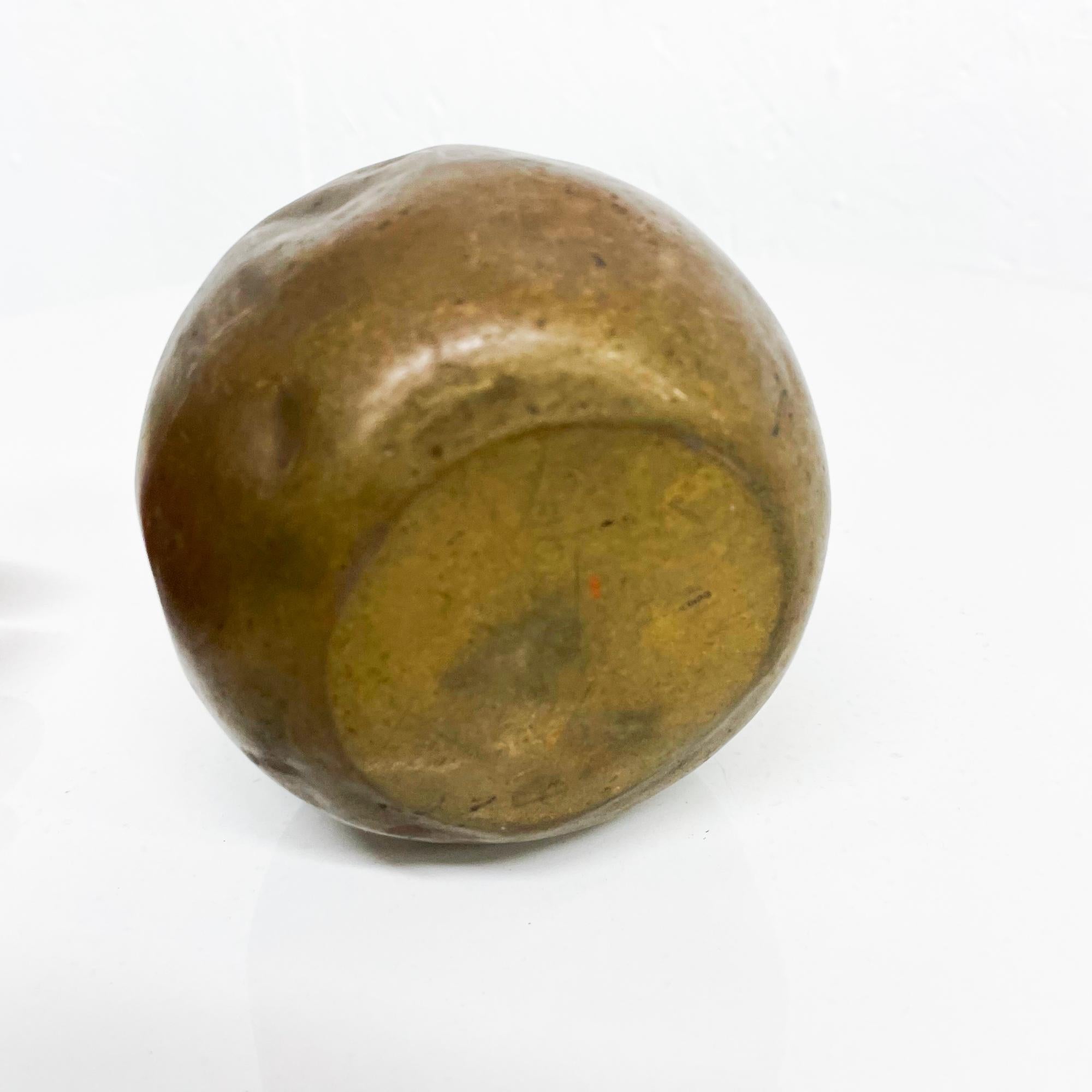 Patinated Brass Apple Shaped Vessel Flower Bud Vase or Pen Holder Desk Accessory 1