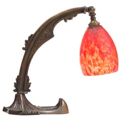 Patinated Brass Art Deco Amsterdam School Table Lamp, 1920s