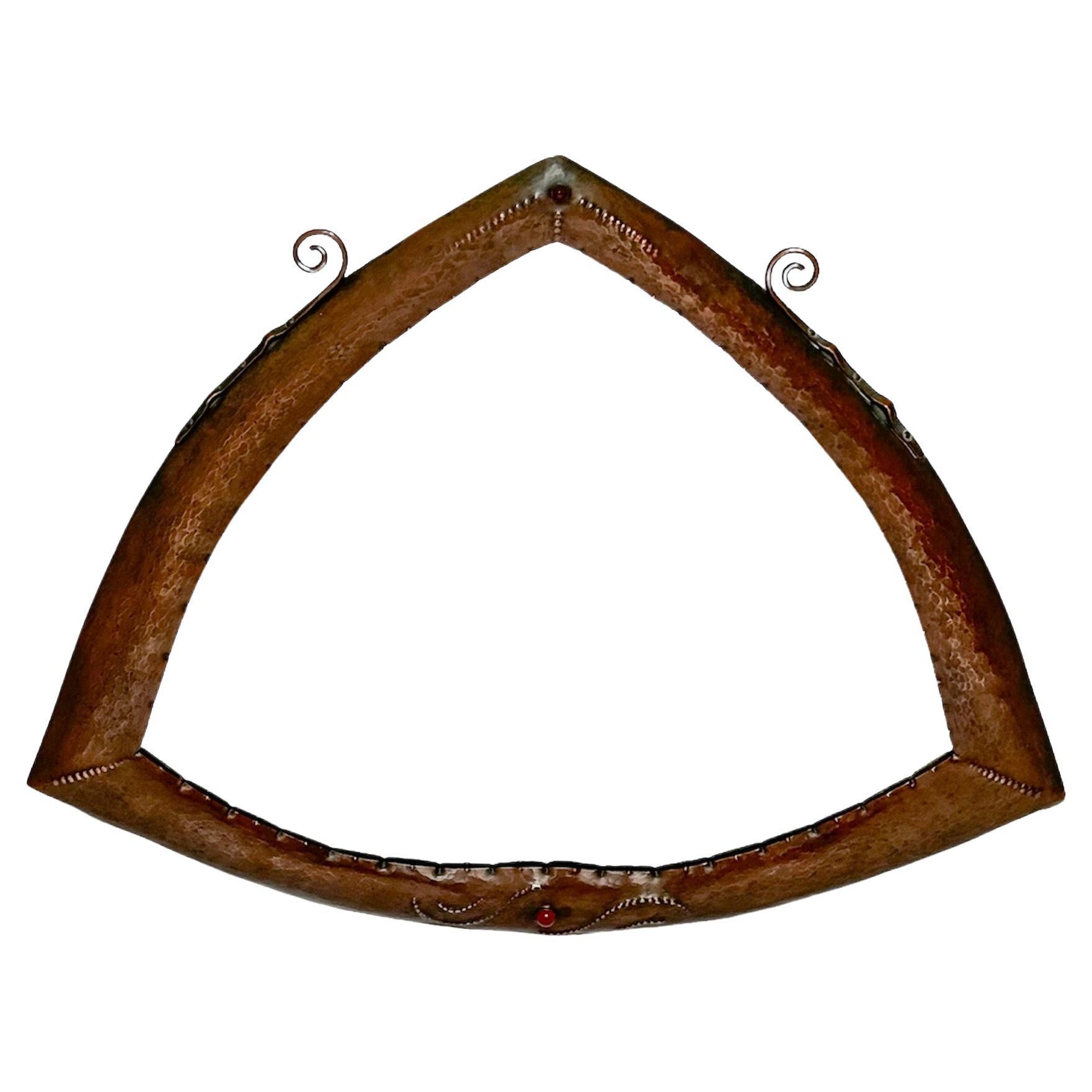 Patiniertes Messing Art Deco Amsterdamse School Mirror, 1920er Jahre