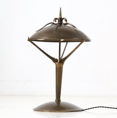 Patinated Brass Art Deco Amsterdamse School Table Lamp or Desk Lamp, 1930s