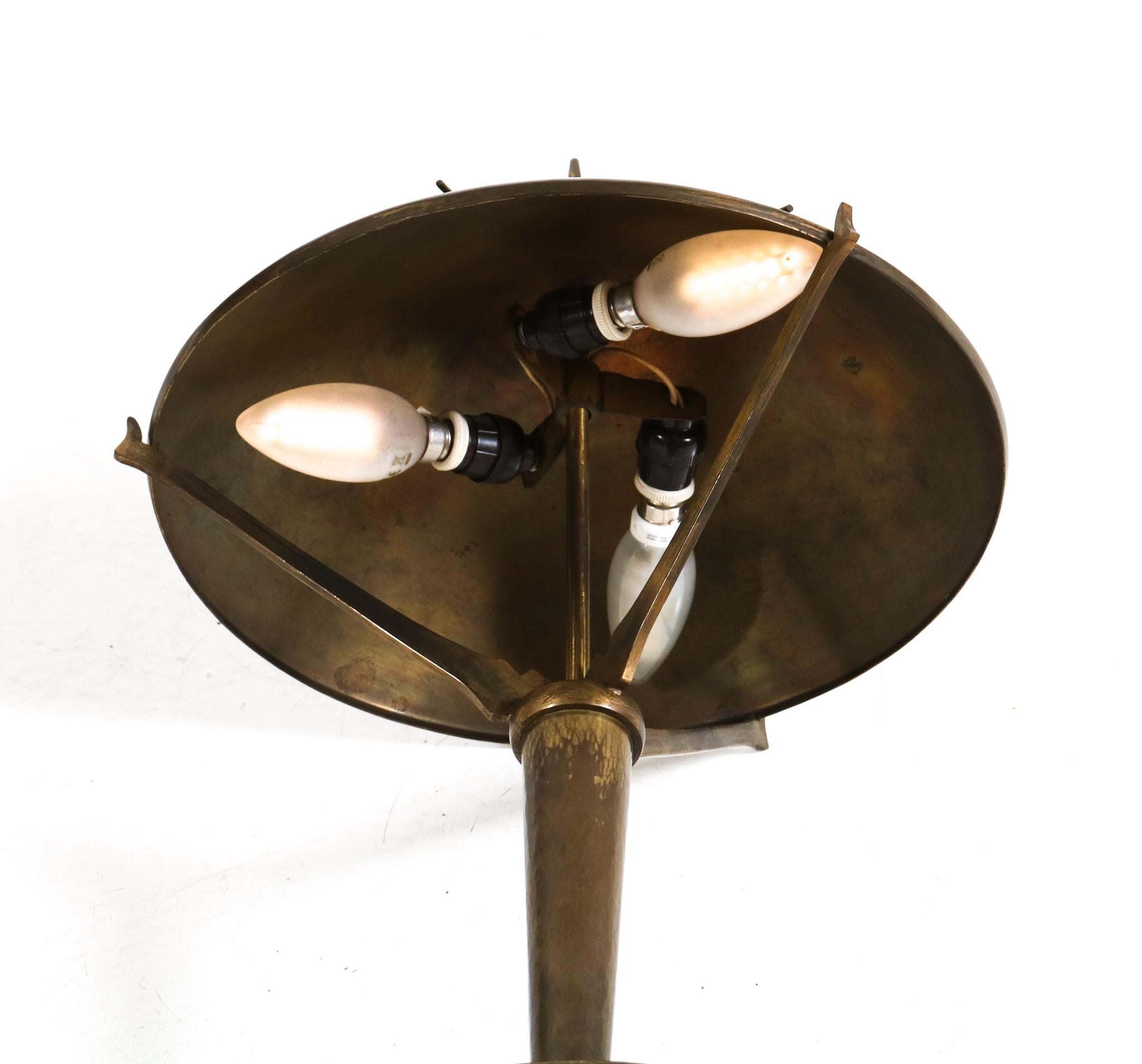 Mid-20th Century Patinated Brass Art Deco Amsterdamse School Table Lamp or Desk Lamp, 1930s