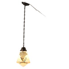 Patinated Brass Art Nouveau Pendant Lamp, 1900s