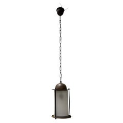 Patinated Brass Arts & Crafts Art Nouveau Lantern, 1900s