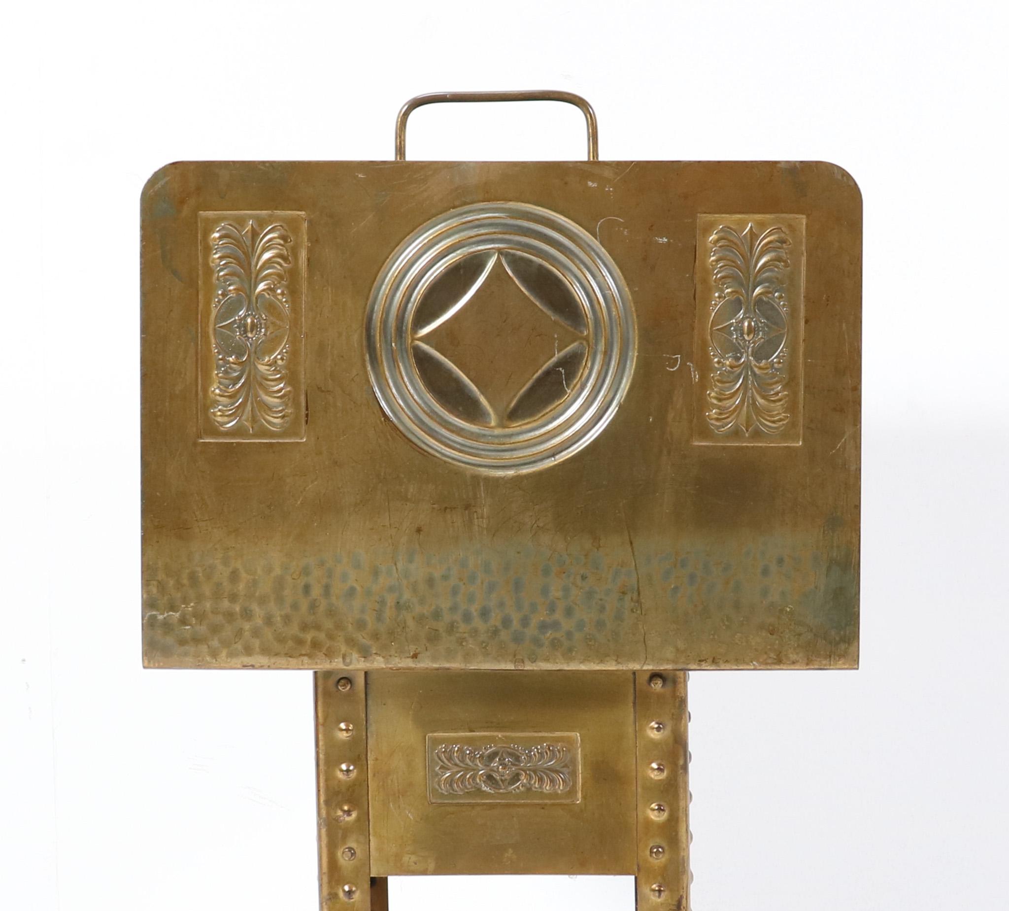 Patinated Brass Vienna Secession Magazine Rack For Sale 3