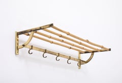 Patinated Brass & Bamboo Coat Rack in style Gabriella Crespi - Italy 1970's