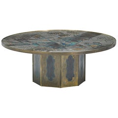 Patinated Brass "Chan" Coffee Table by Philippe and Kelvin Laverne