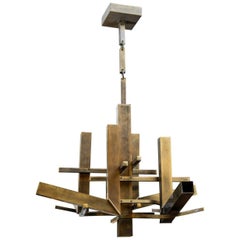 Patinated Brass Chandelier by Sciolari with Matching Chain