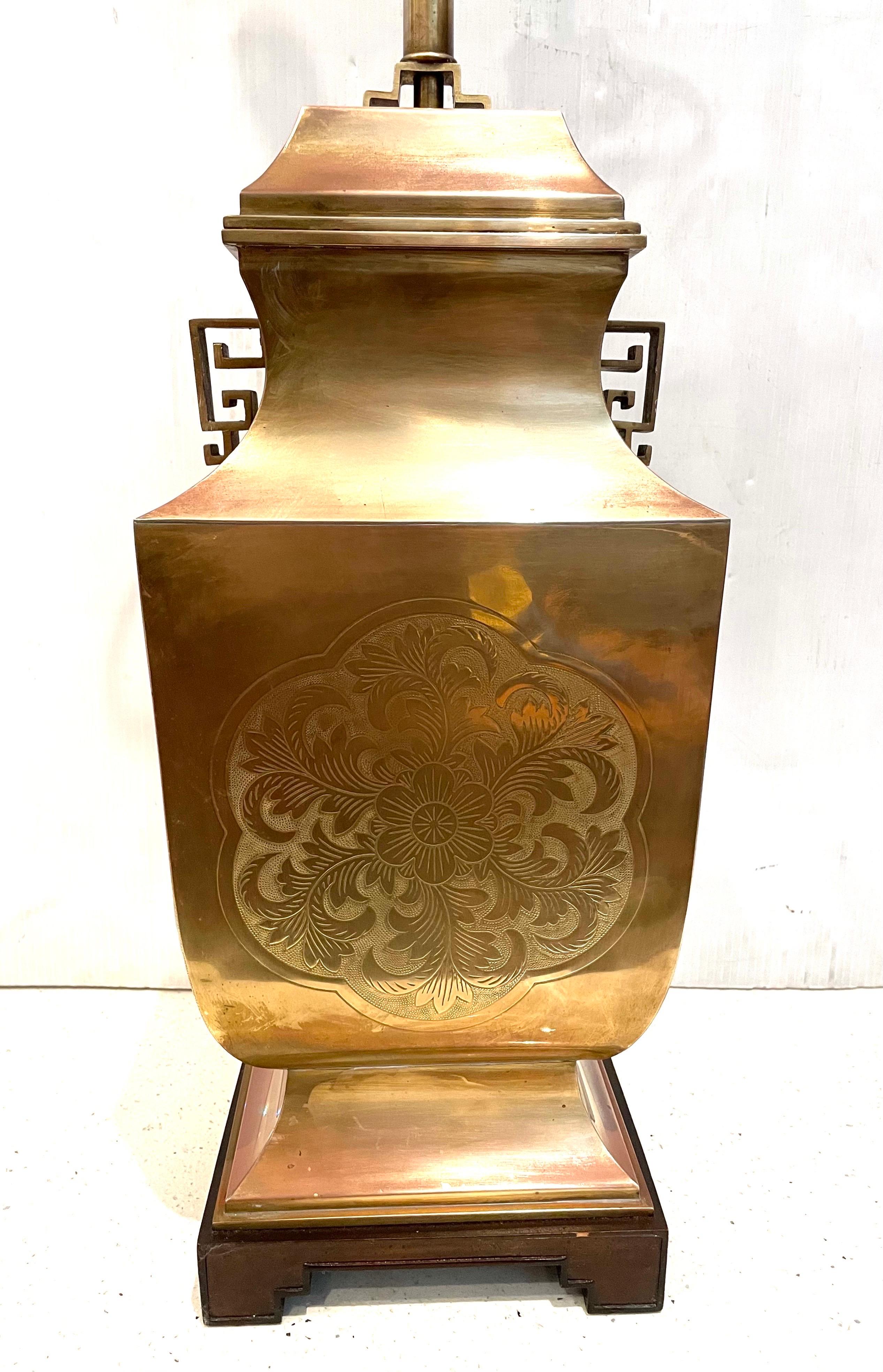 Majestic rare patinated urn brass lamp, circa 1950's with double socket and perfect working condition. a beautiful rare piece 38