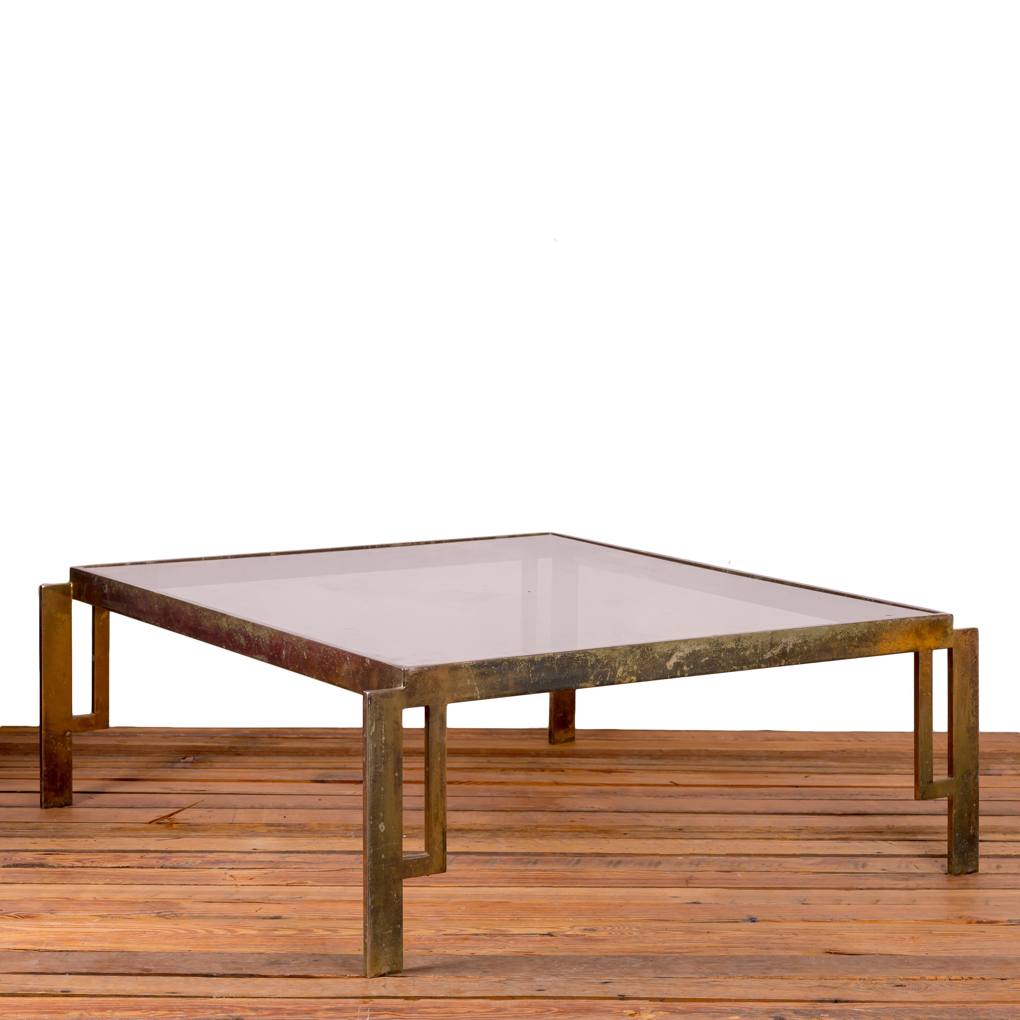 Unknown Patinated Brass Cocktail Table, 1970s For Sale