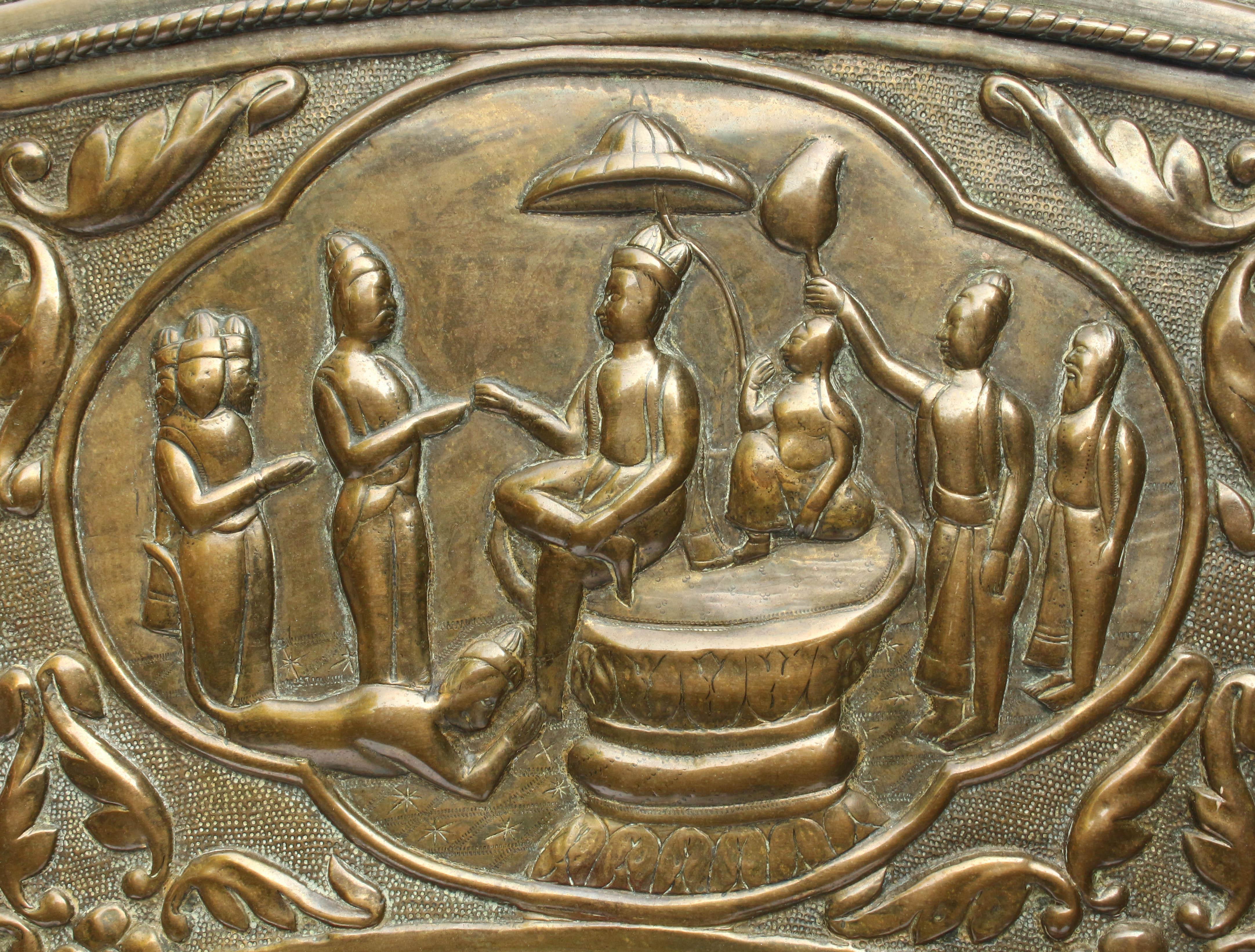 Patinated Brass Disc Depicting Scenes from the Ramayana 2